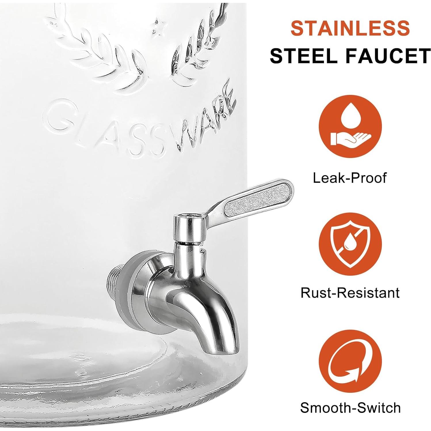 Dispensador de Bebidas de Vidrio 5.68L MiraEase con Grifo Acero