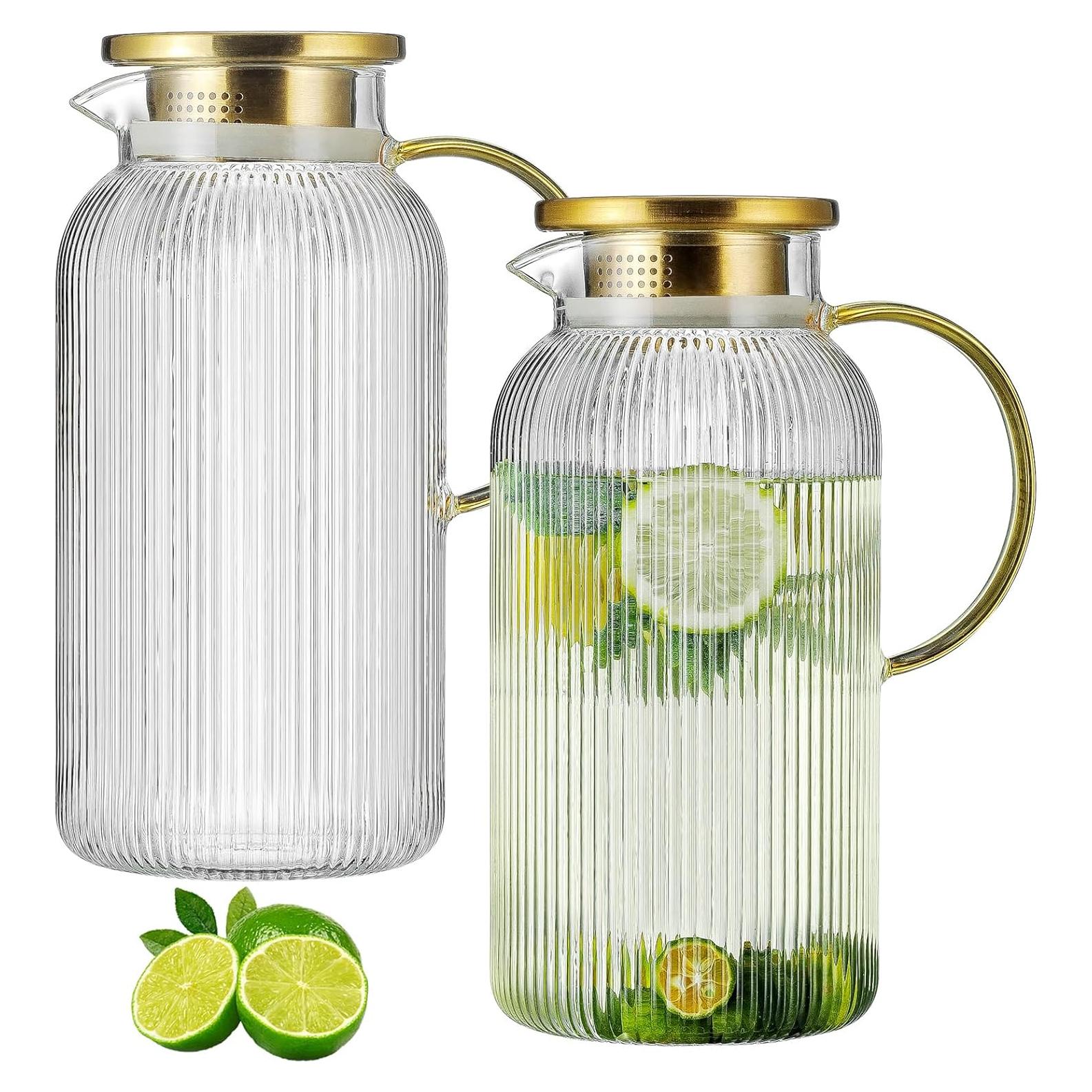 Pack 2 Jarras de Vidrio Buaic 2L con Tapa Acero Inoxidable