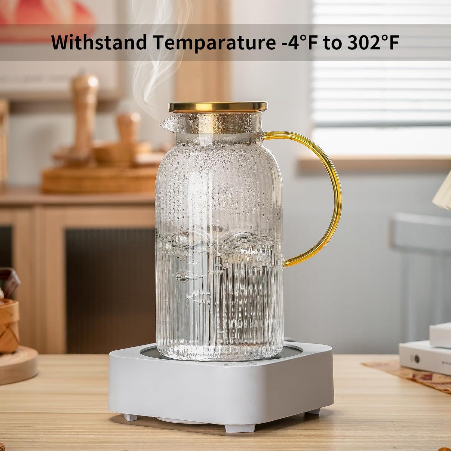 Pack 2 Jarras de Vidrio Buaic 2L con Tapa Acero Inoxidable