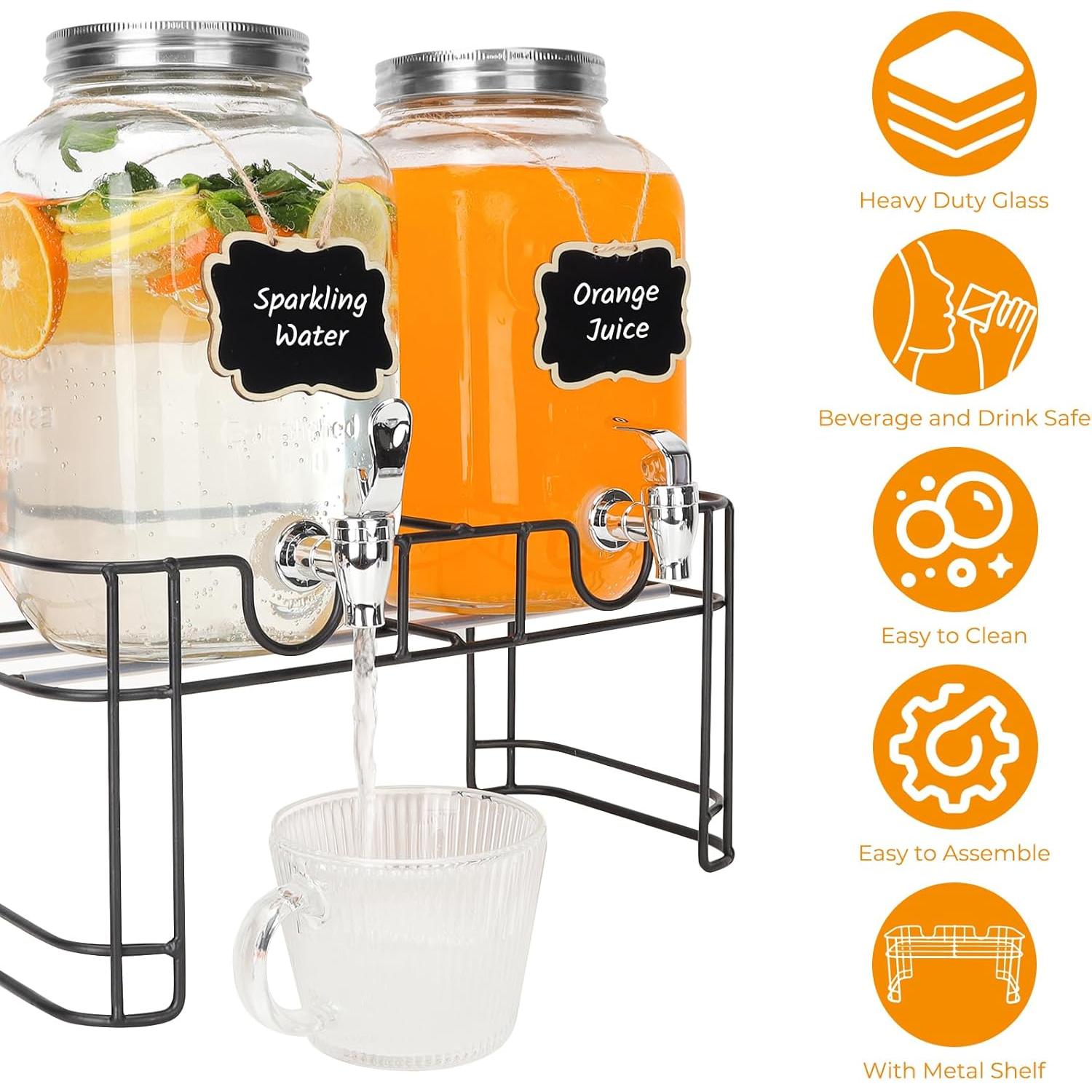 Dispensador de Bebidas de Vidrio Waymind 1 Galón 2 Piezas