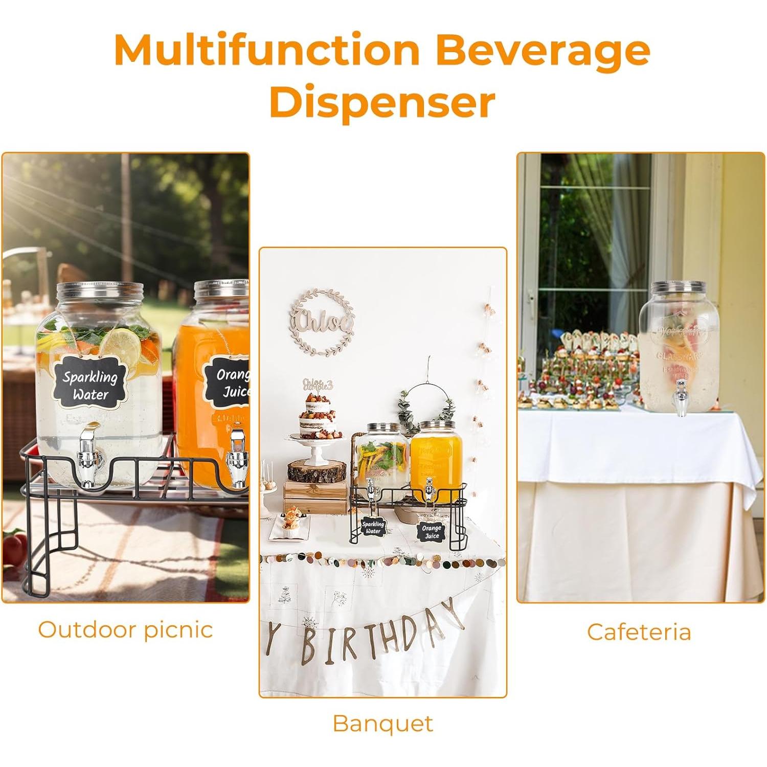 Dispensador de Bebidas de Vidrio Waymind 1 Galón 2 Piezas