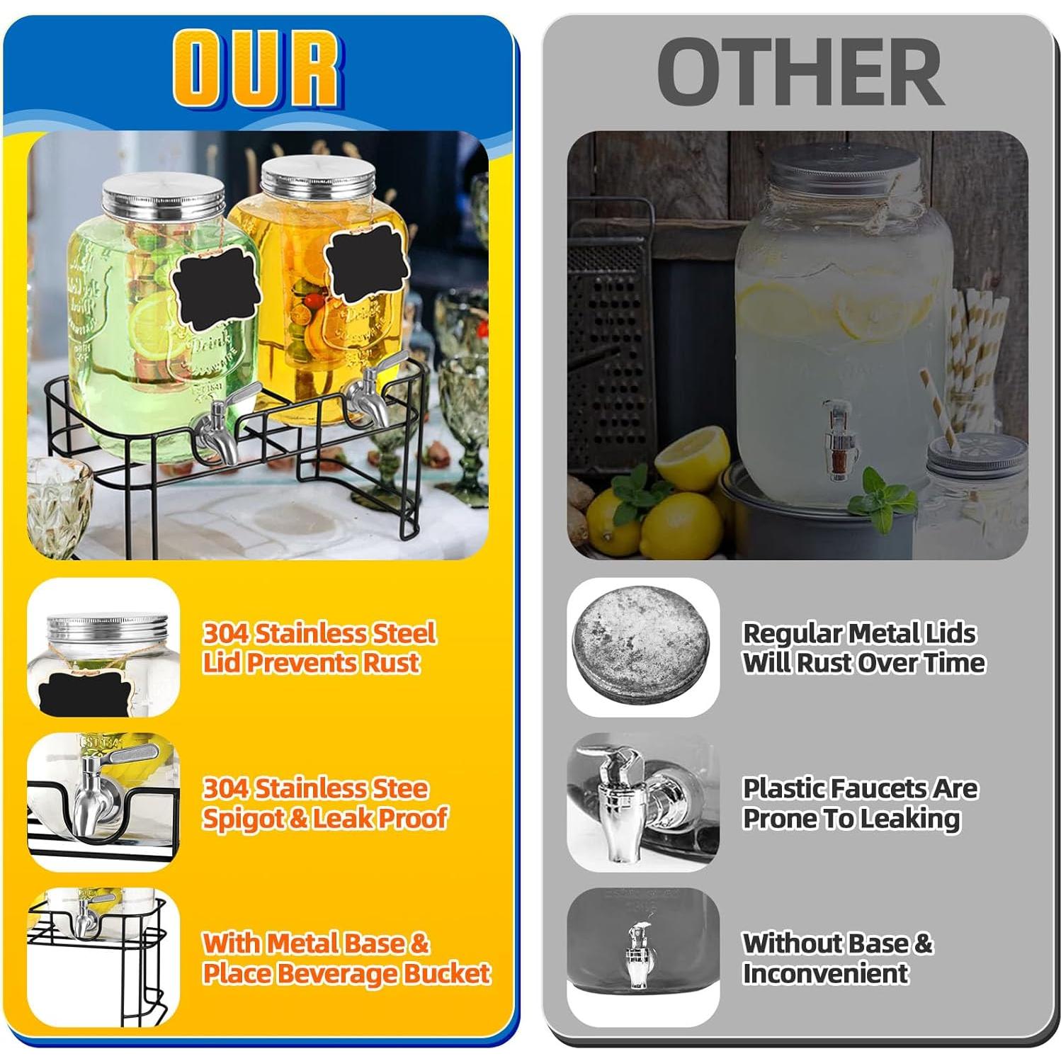 Dispensador de Bebidas de Vidrio ACDRIME 1 Galón con Grifo Inoxidable