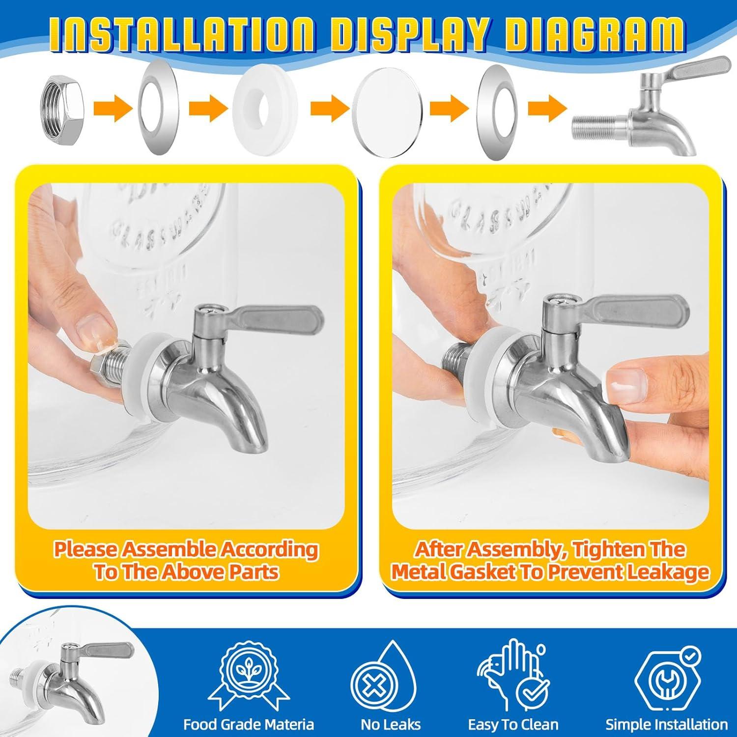 Dispensador de Bebidas de Vidrio ACDRIME 1 Galón con Grifo Inoxidable