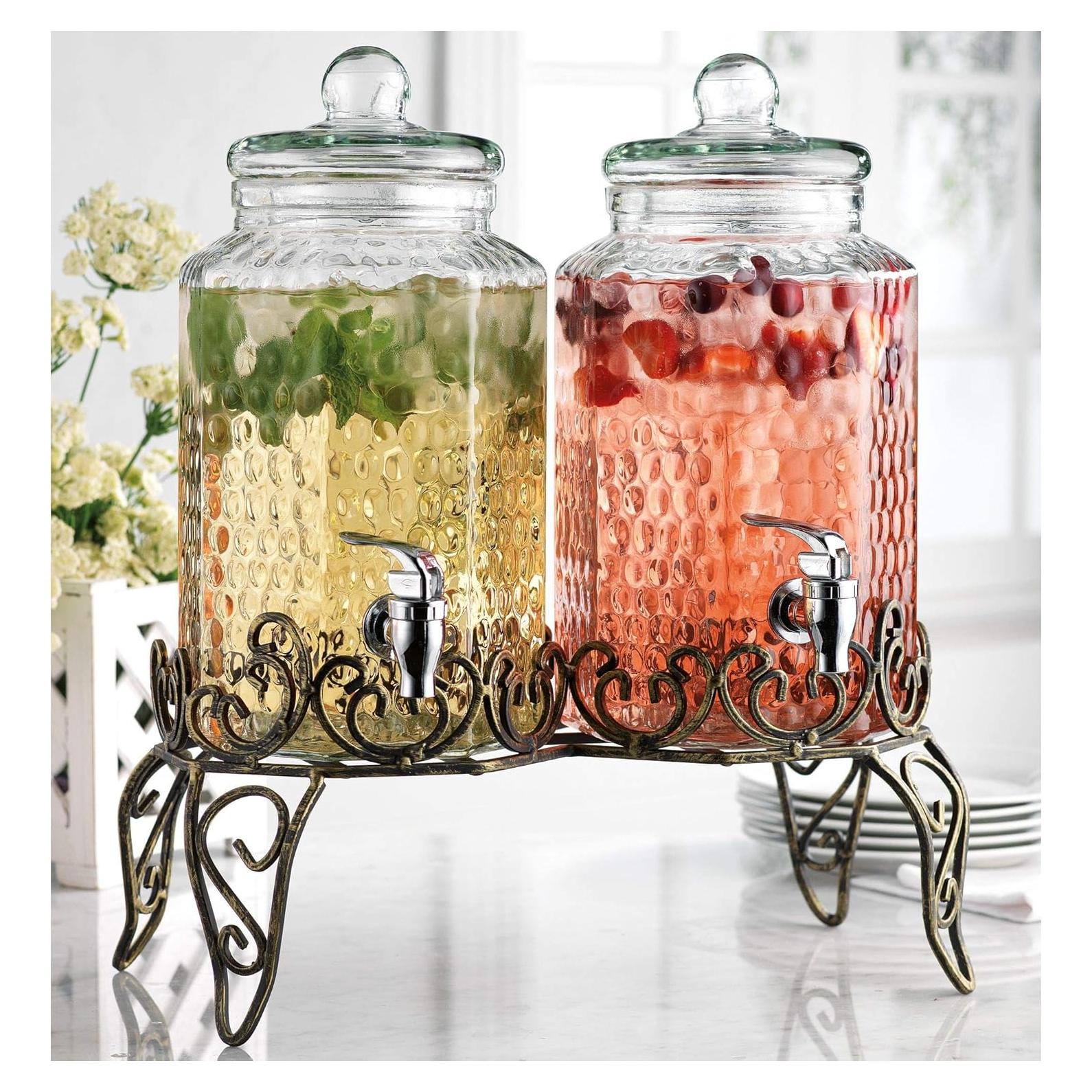 Dispensador de Bebidas de Vidrio MosJos 2x1 Galón Clásico