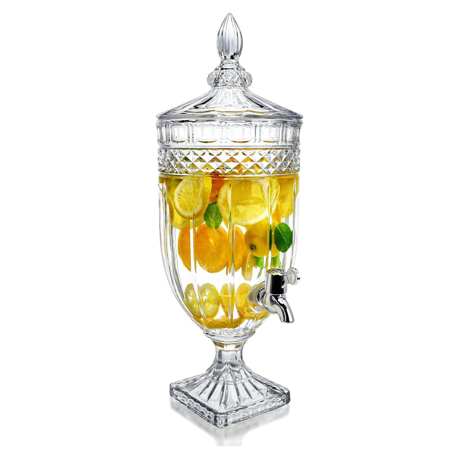 1.3 Gallon Glass Beverage Dispenser with Spigot Glass Drink Dispenser for Parties Wide Mouth Juice Beverage Server for Wedding Party Bar Leak Proof Beverage Dispenser