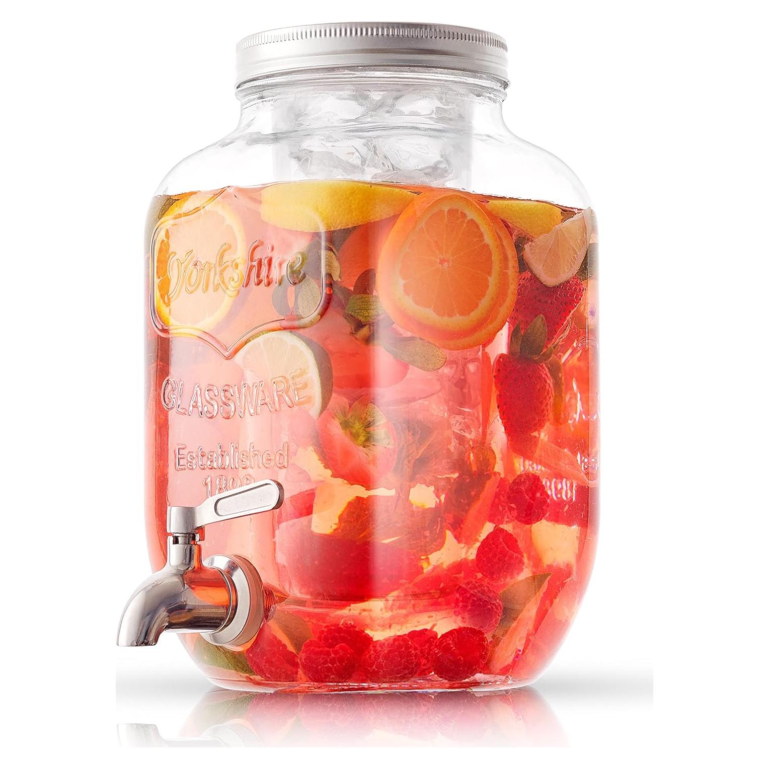 Dispensador de Bebidas JoyJolt 3.78L Vidrio con Grifo Acero