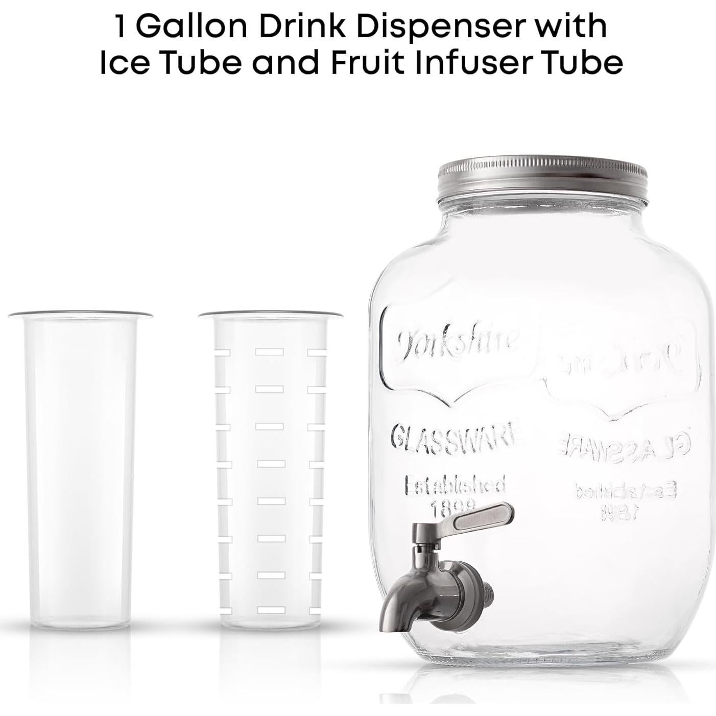 Dispensador de Bebidas JoyJolt 3.78L Vidrio con Grifo Acero