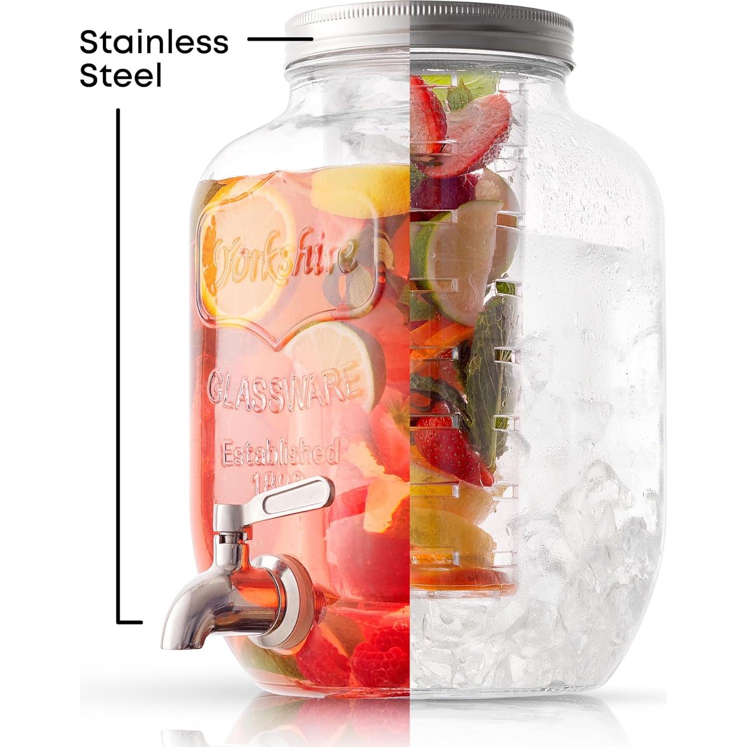 Dispensador de Bebidas JoyJolt 3.78L Vidrio con Grifo Acero