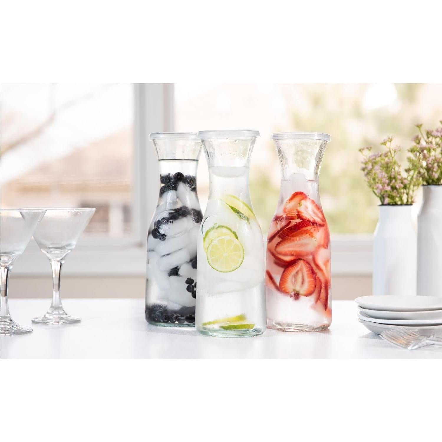 Jarras de vidrio KooK con tapa, juego de 3, 1.04 L