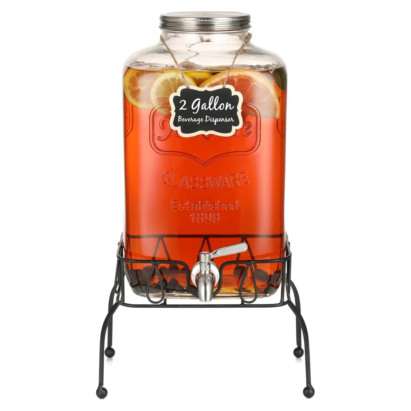 Dispensador de Bebidas de Vidrio 2 Galones MiraEase con Grifo