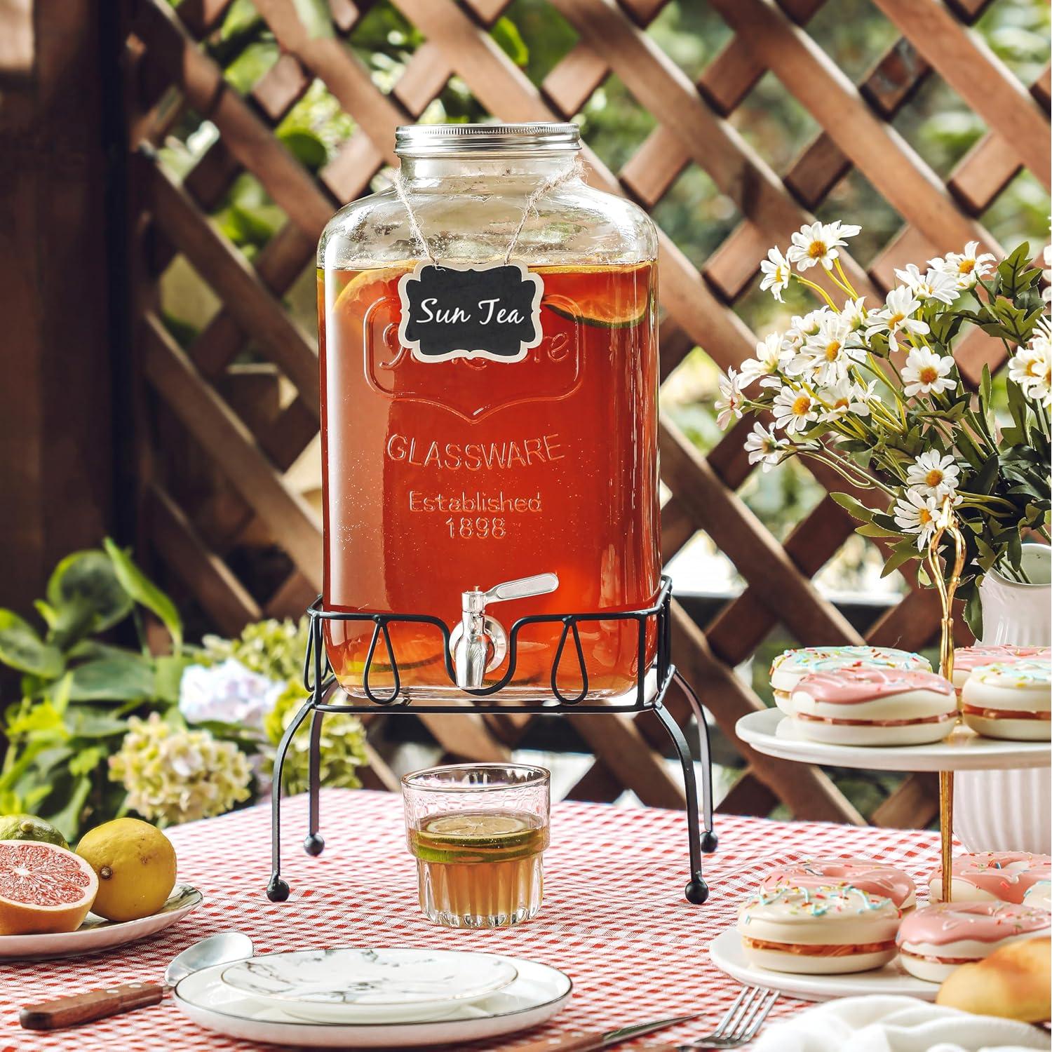 Dispensador de Bebidas de Vidrio 2 Galones MiraEase con Grifo