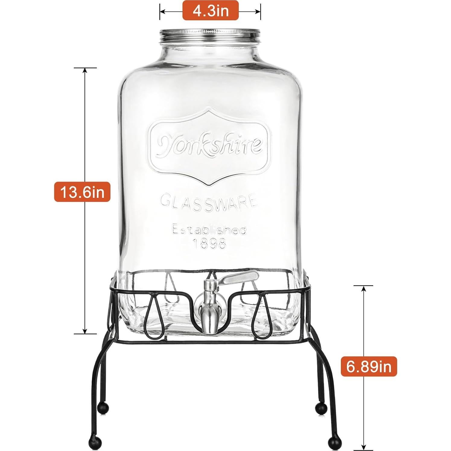 Dispensador de Bebidas de Vidrio 2 Galones MiraEase con Grifo