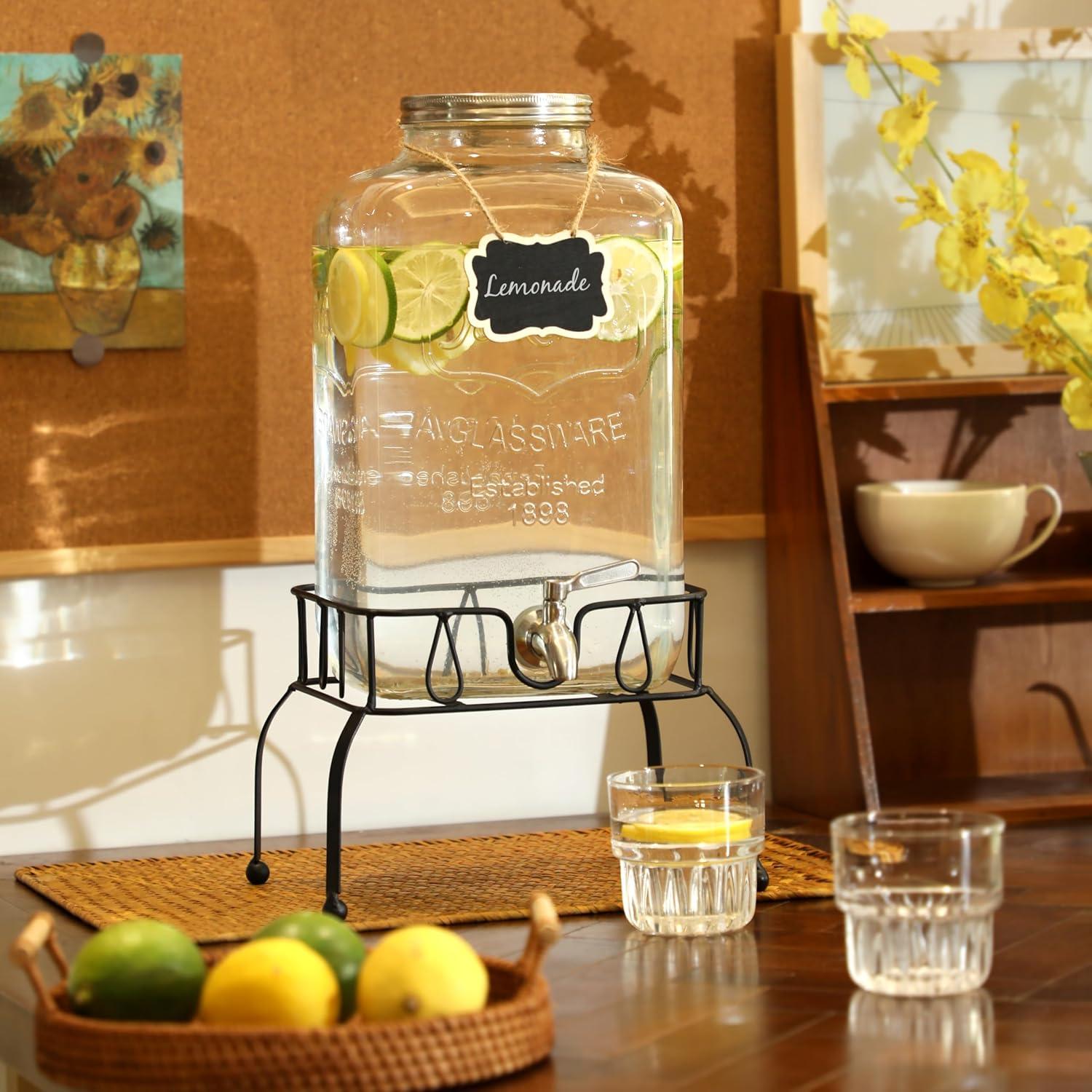 Dispensador de Bebidas de Vidrio 2 Galones MiraEase con Grifo