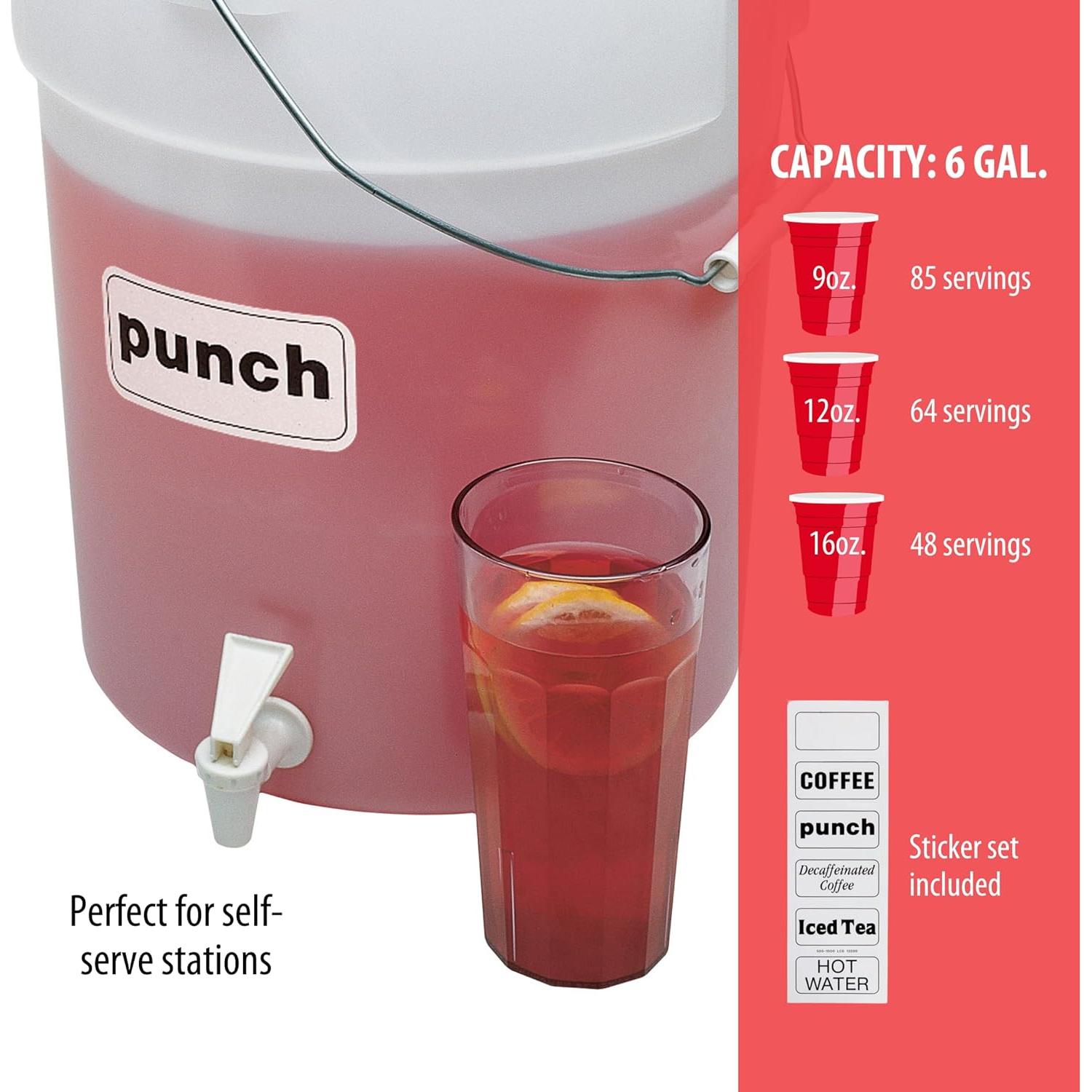 Cambro DSPR6148 SIX-GALLON (22,7 L) BEVERAGE DISPENSER, White, 22 Quart Case of 1