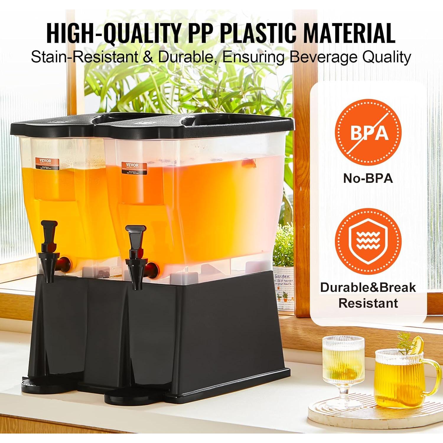 Dispensador de Bebidas VEVOR 11L Doble 2x3 Galones con Grifo