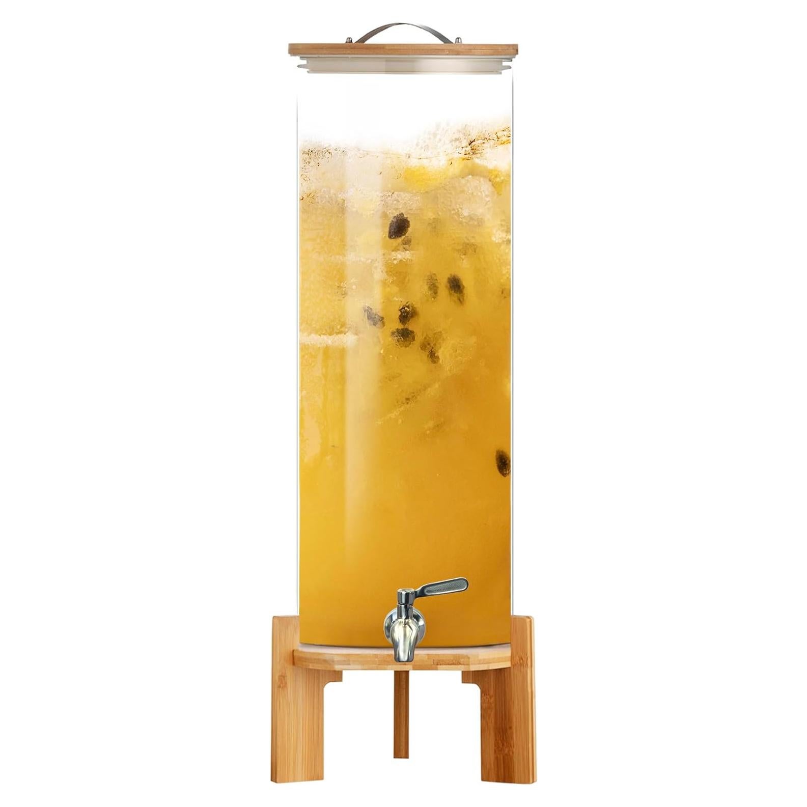 Dispensador de Bebidas de Vidrio 15L TOCLIU con Soporte de Madera