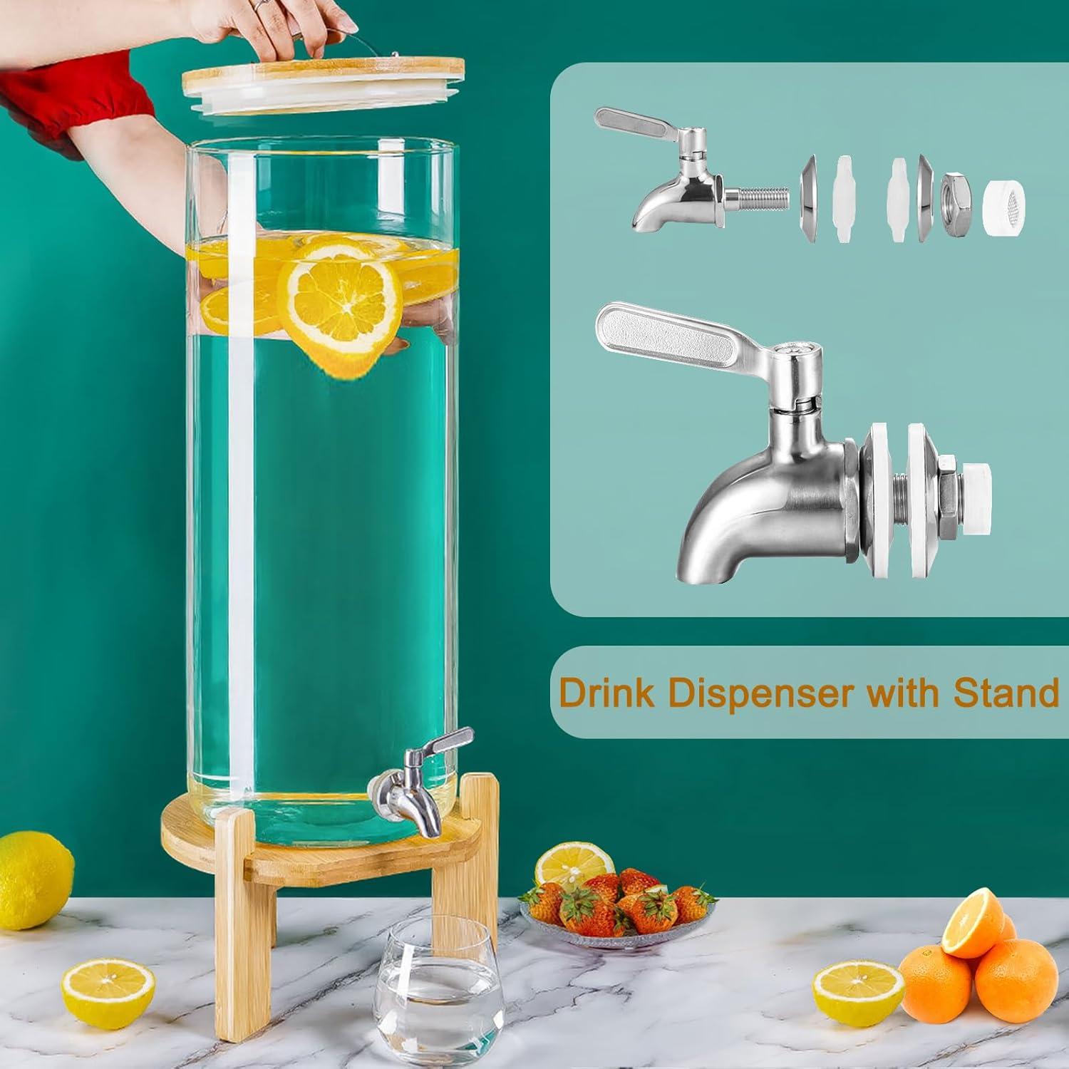 Dispensador de Bebidas de Vidrio 15L TOCLIU con Soporte de Madera