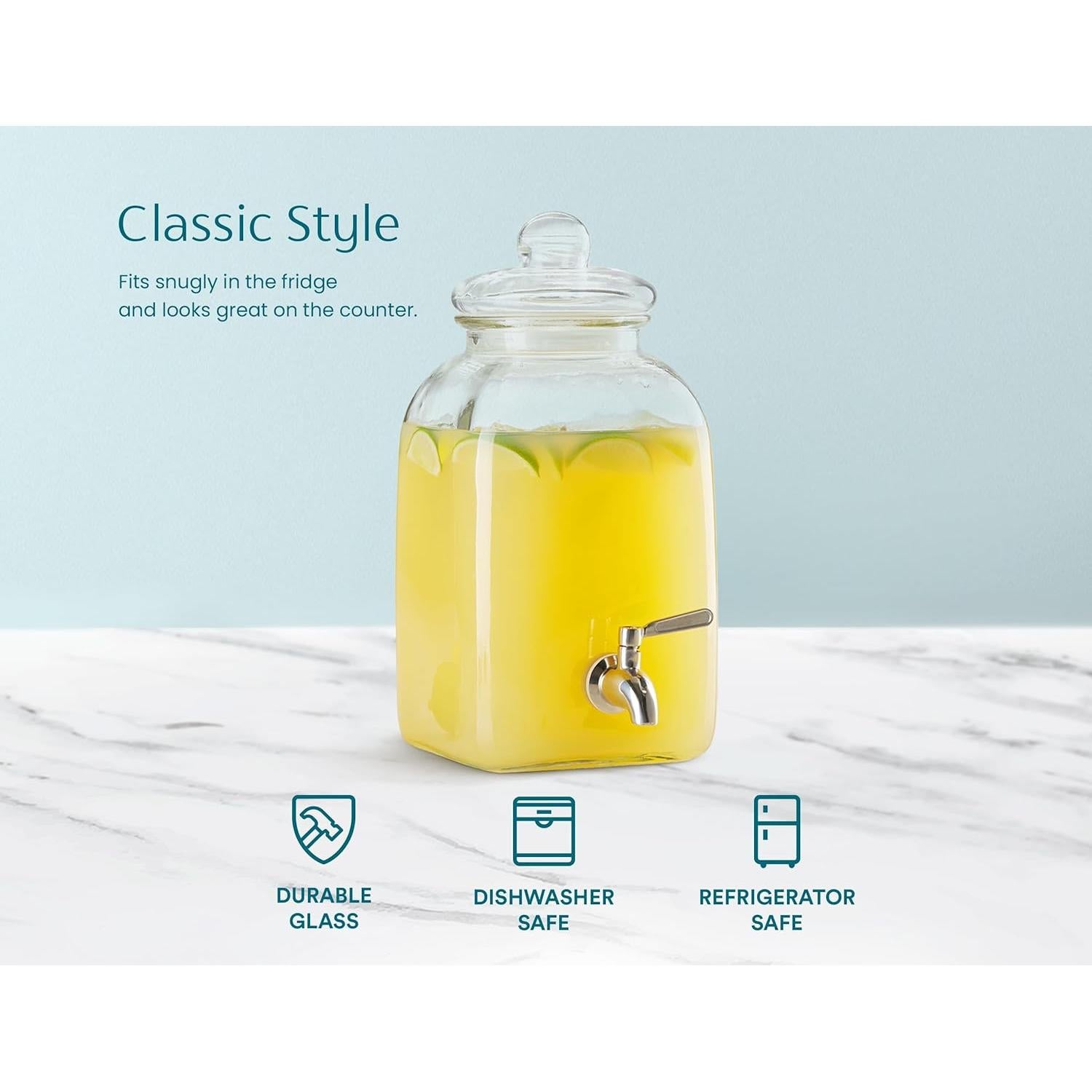 Dispensador de Bebidas KooK de Vidrio 4.73L con Grifo Inoxidable