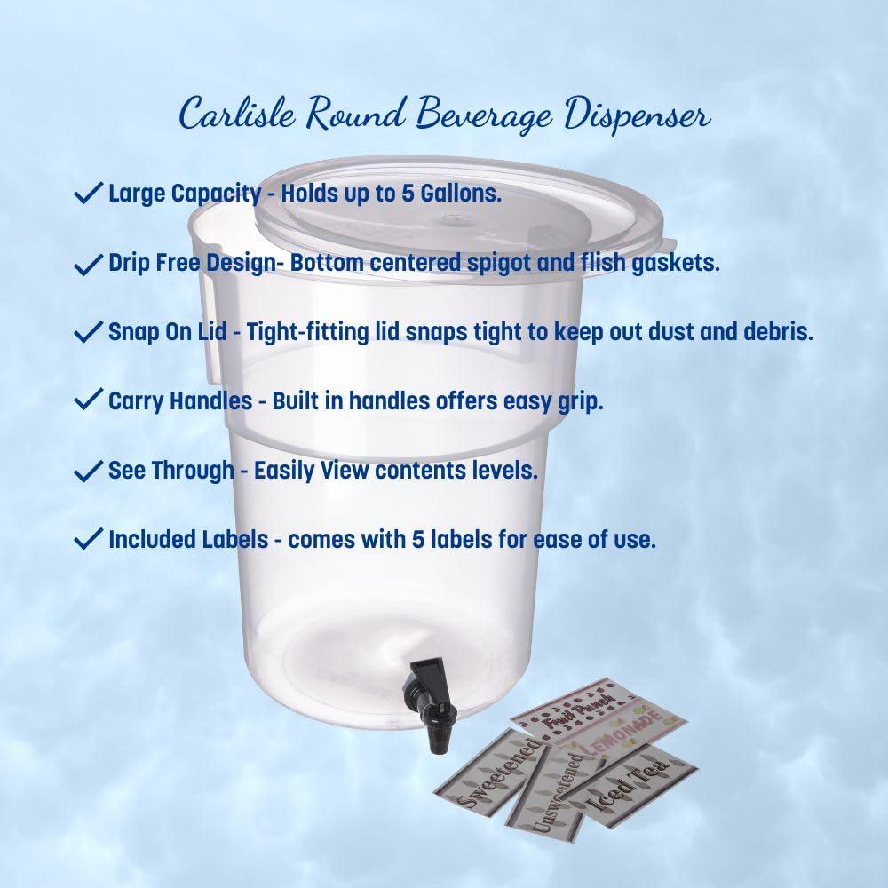Dispensador de Bebidas Redondo Carlisle 19L con Grifo Transparente