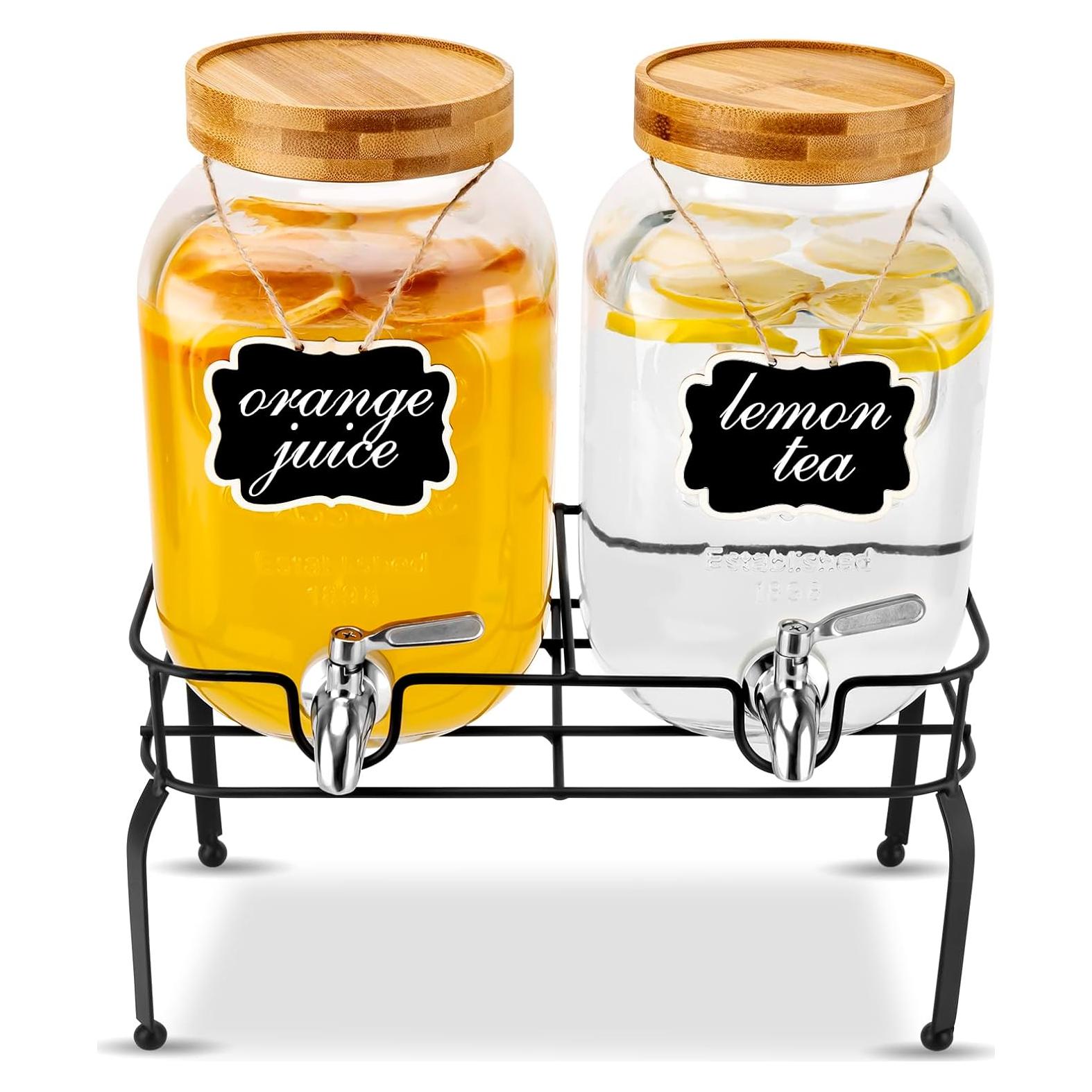 Dispensador de Bebidas de Vidrio MAHOOMMAKH 3.78L con Soporte