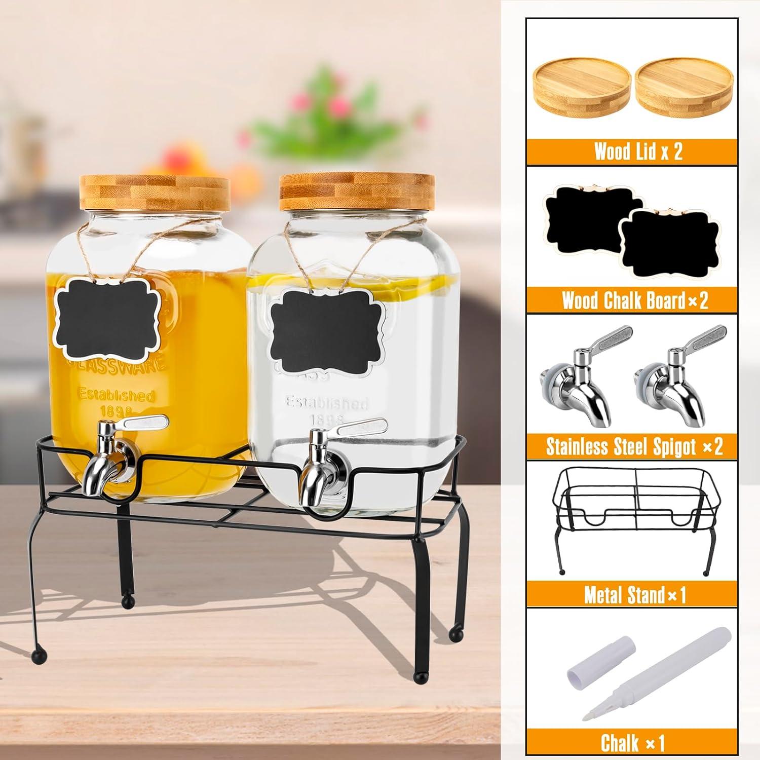 Dispensador de Bebidas de Vidrio MAHOOMMAKH 3.78L con Soporte
