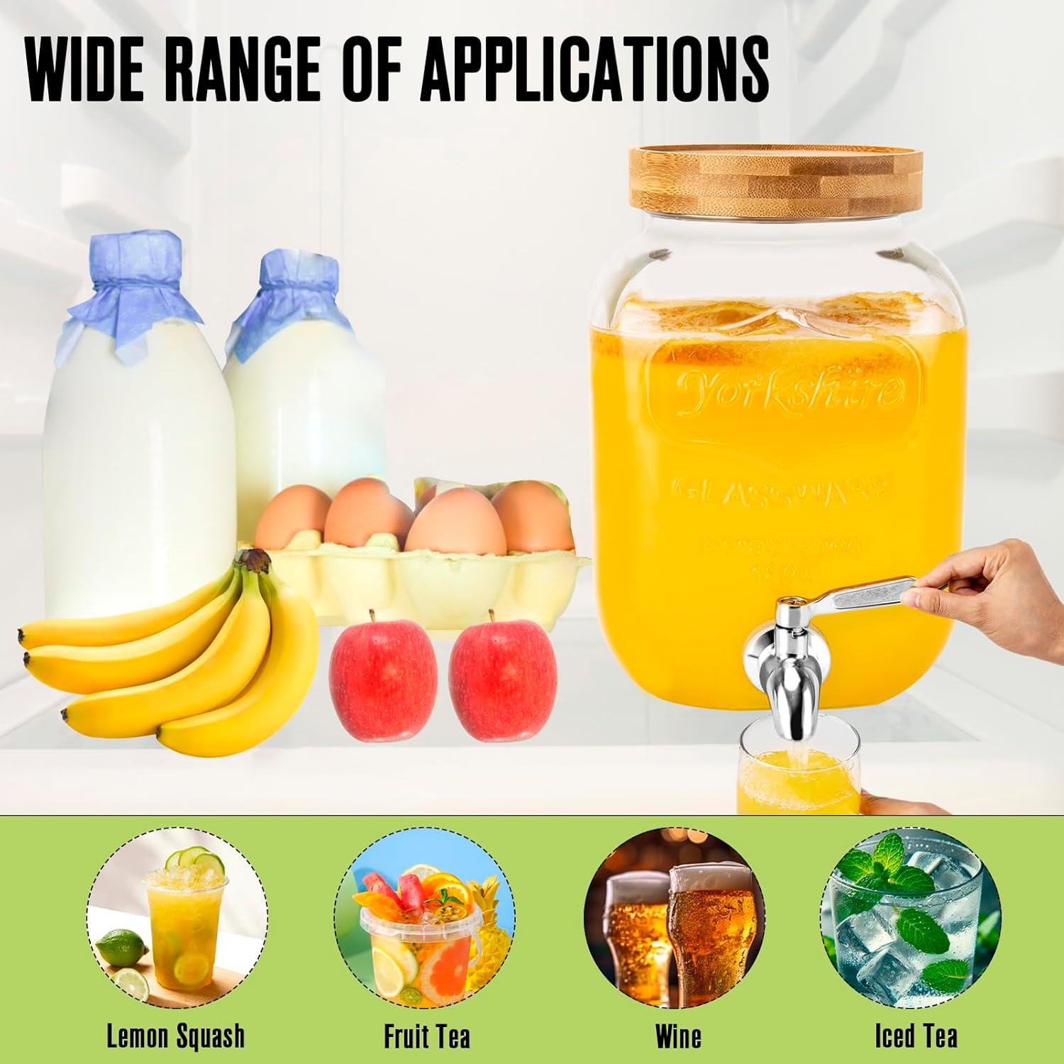 Dispensador de Bebidas de Vidrio MAHOOMMAKH 3.78L con Soporte