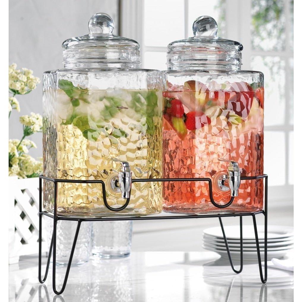 Juego de 2 Dispensadores de Bebidas MosJos 5.68L Vidrio Soporte