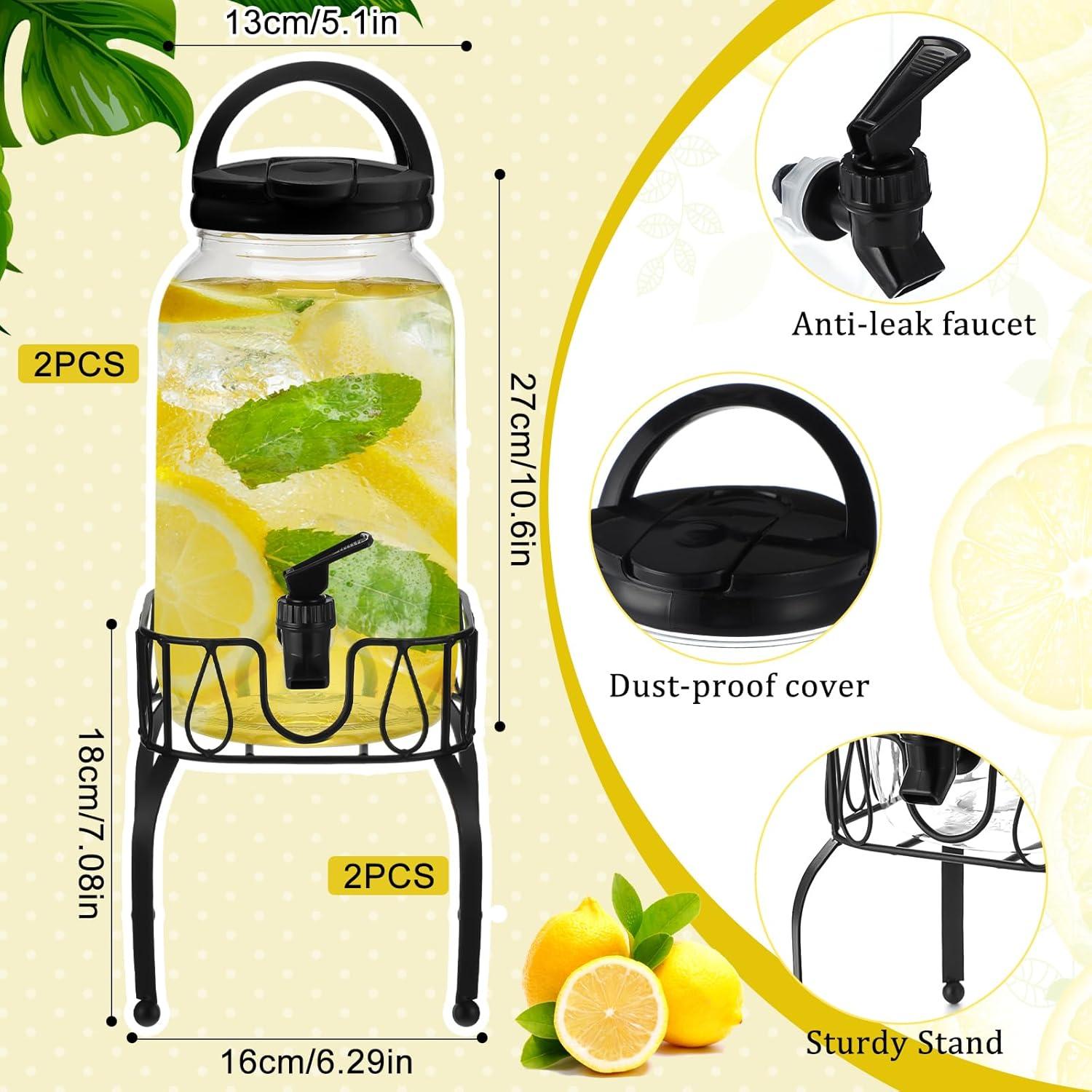 Dispensador de Bebidas Tanlade 3.8L con Soporte de Metal Negro