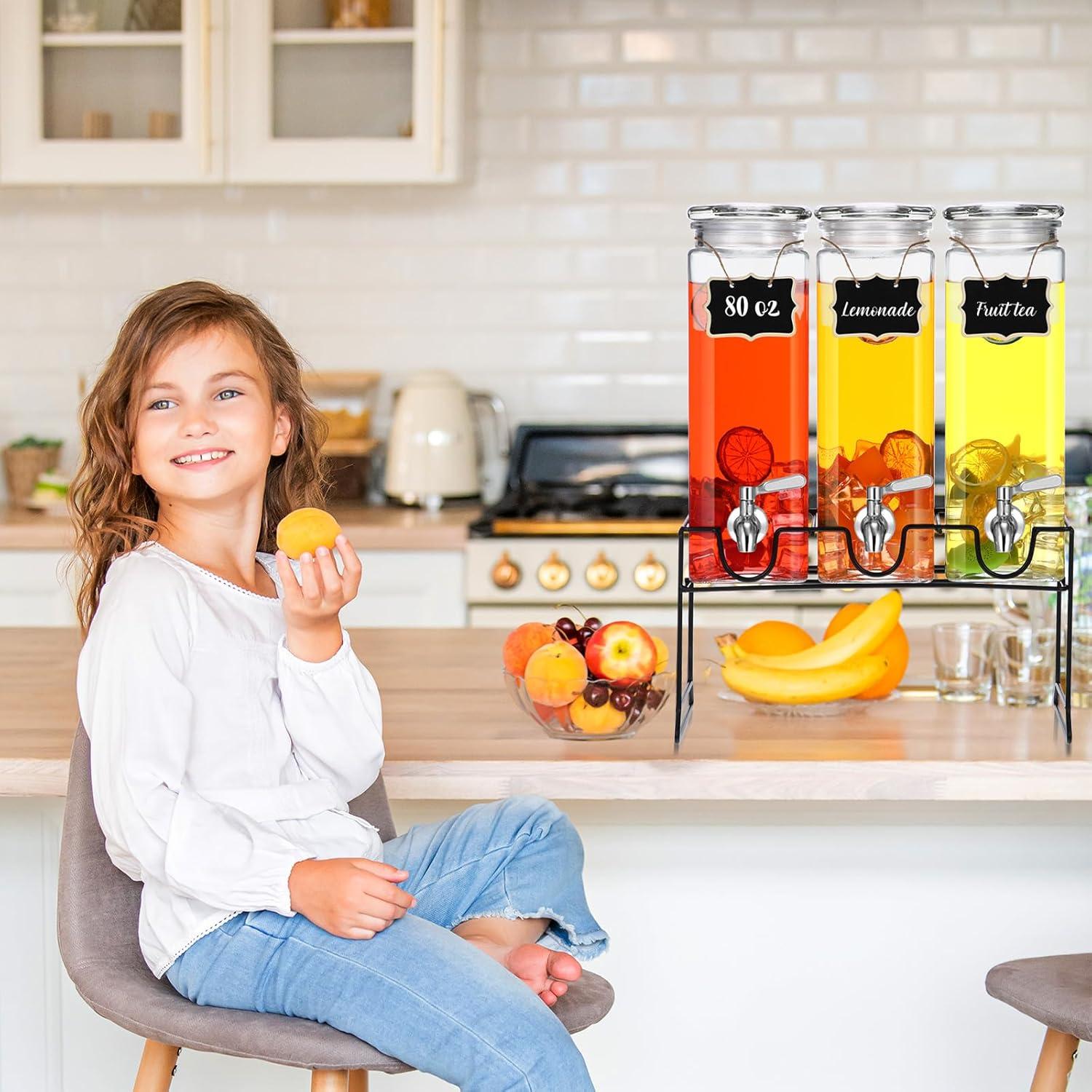 Paquete de 3 dispensadores de vidrio RimCereal 2.37L con grifo