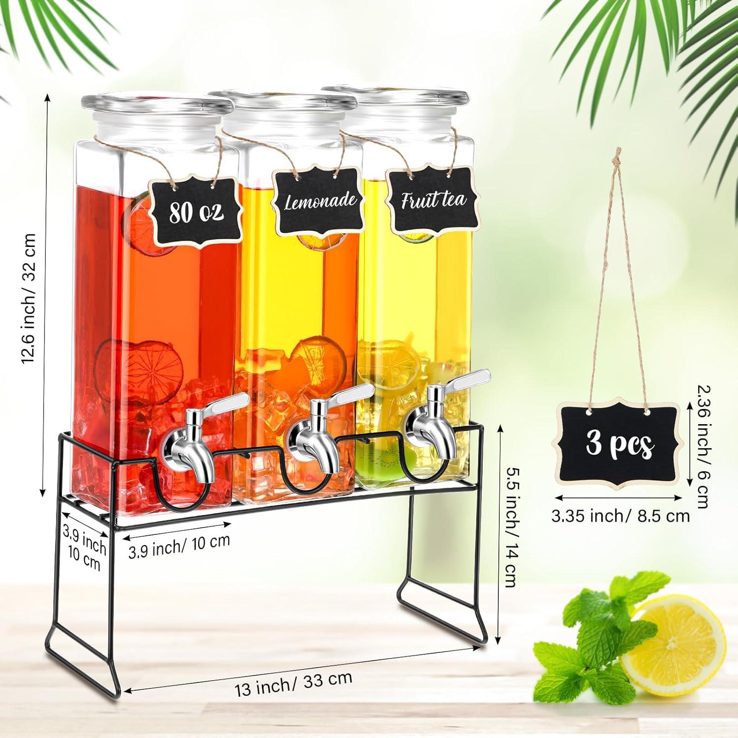 Paquete de 3 dispensadores de vidrio RimCereal 2.37L con grifo