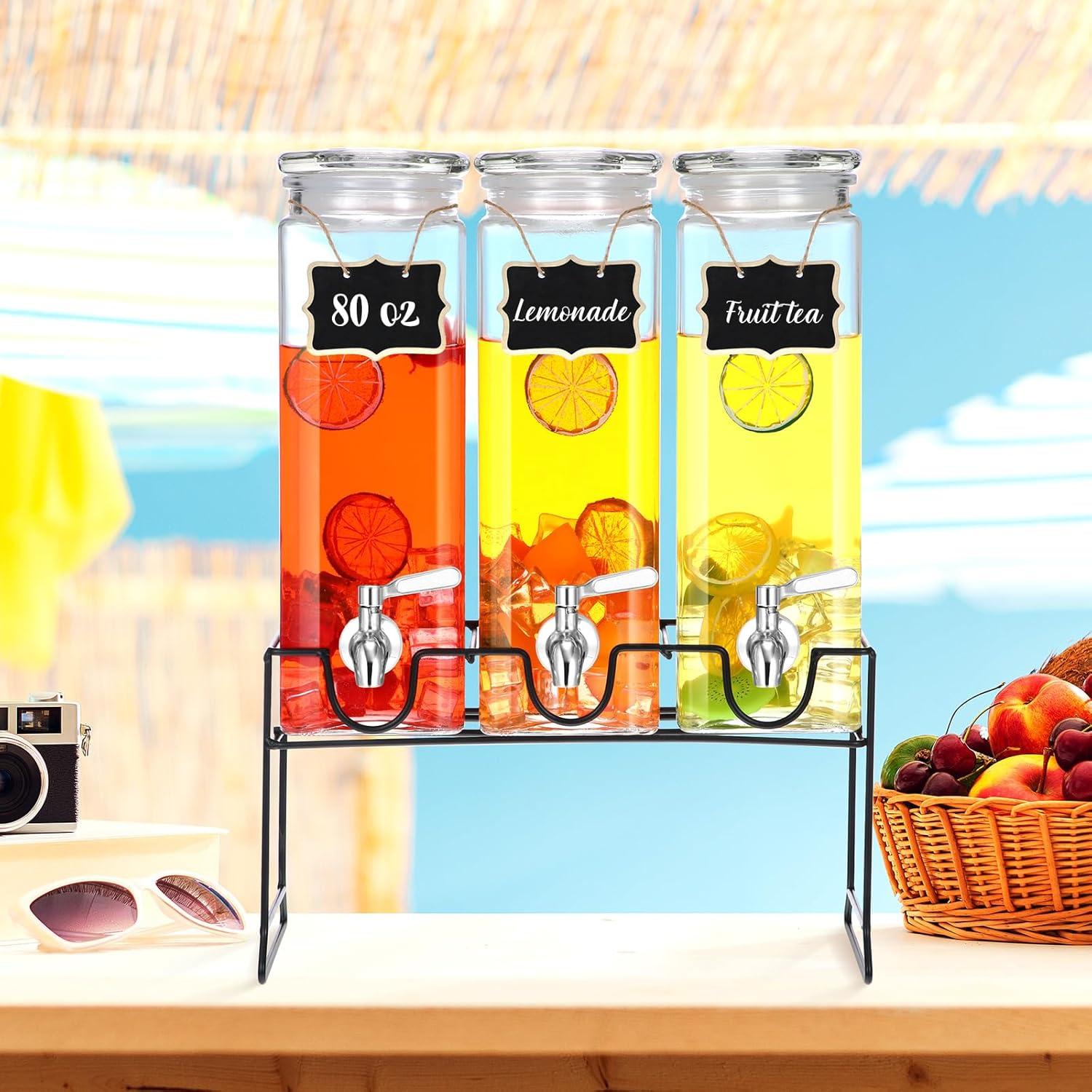 Paquete de 3 dispensadores de vidrio RimCereal 2.37L con grifo