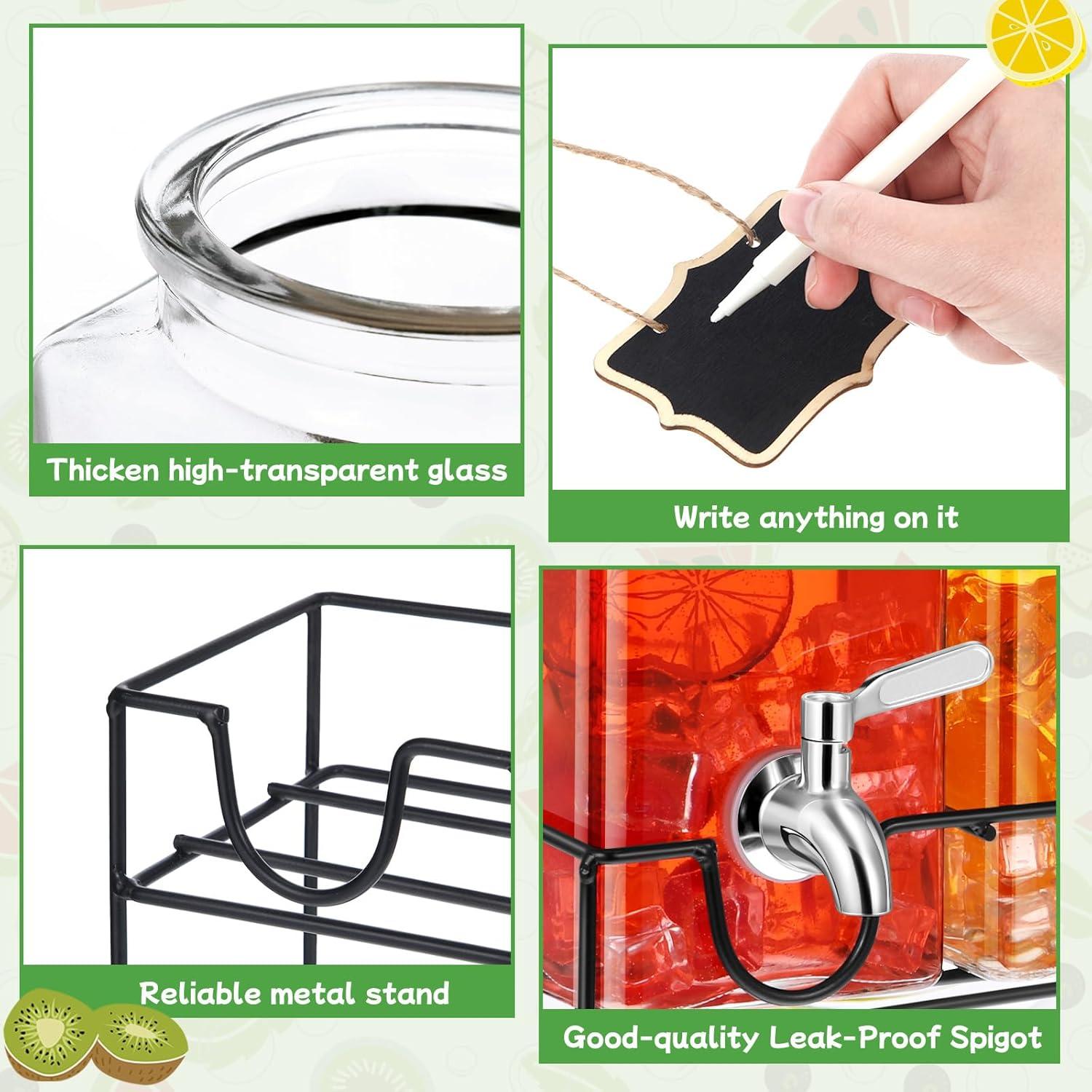 Paquete de 3 dispensadores de vidrio RimCereal 2.37L con grifo