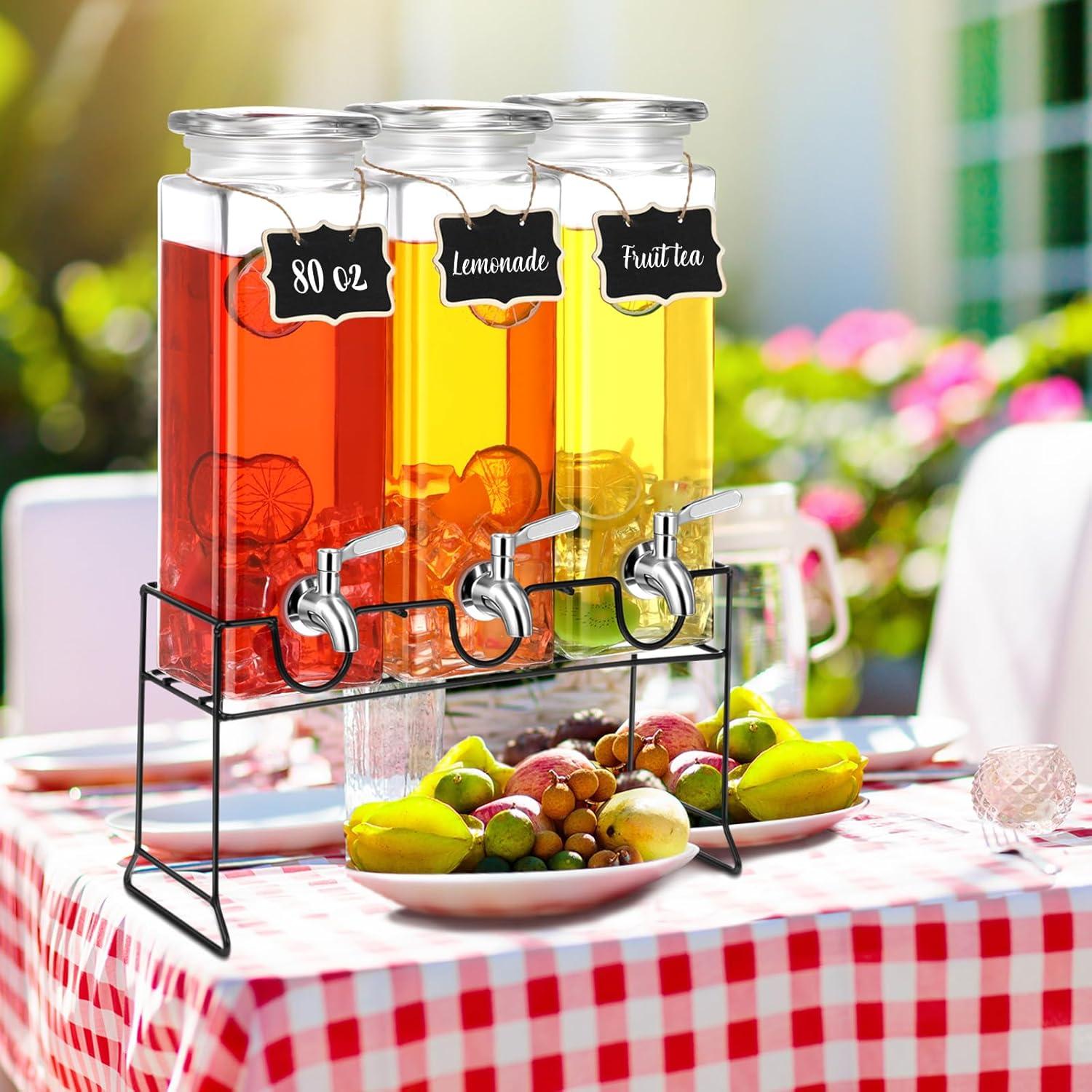 Paquete de 3 dispensadores de vidrio RimCereal 2.37L con grifo