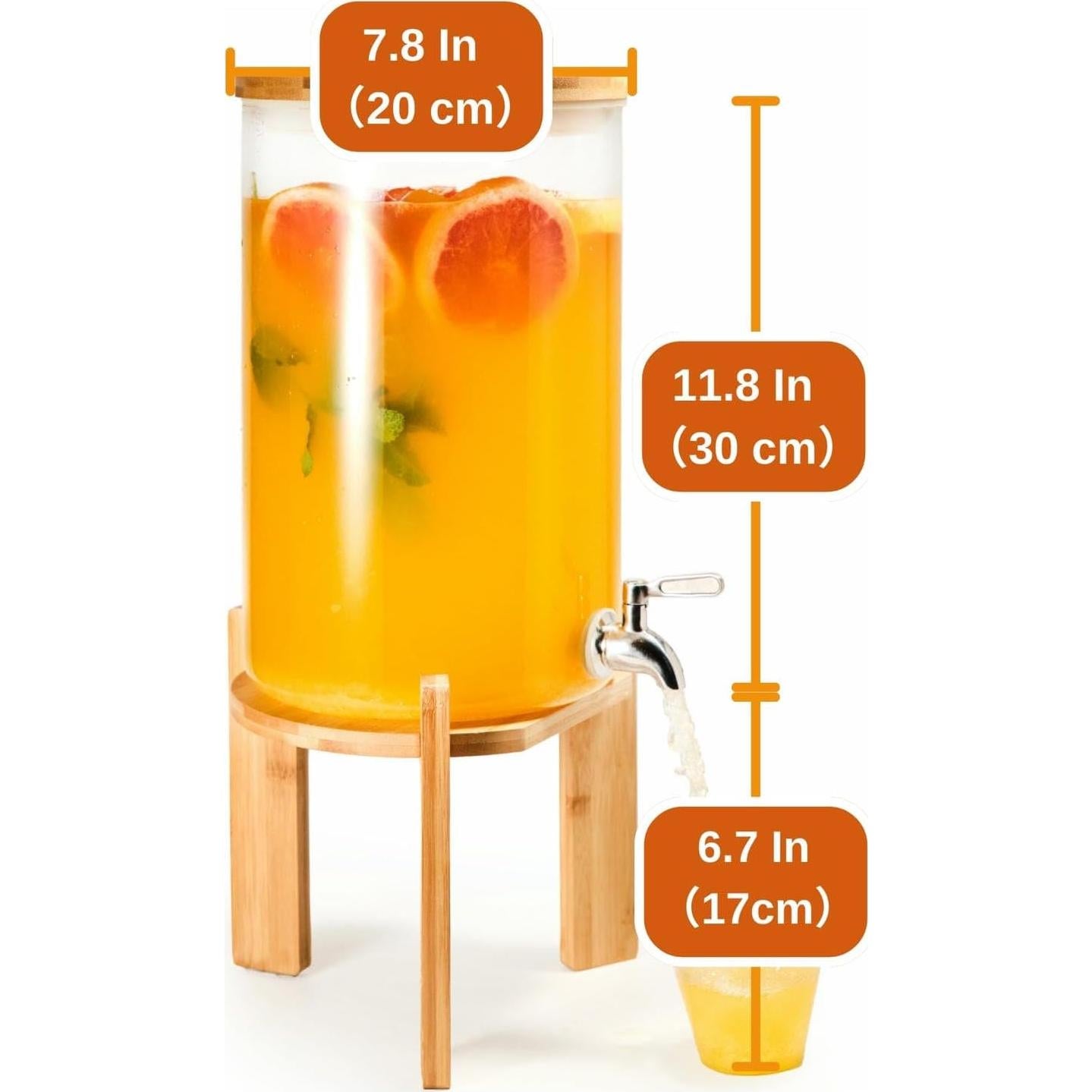 Dispensador de Bebidas de Vidrio Strirumo 2.1 Galones con Grifo