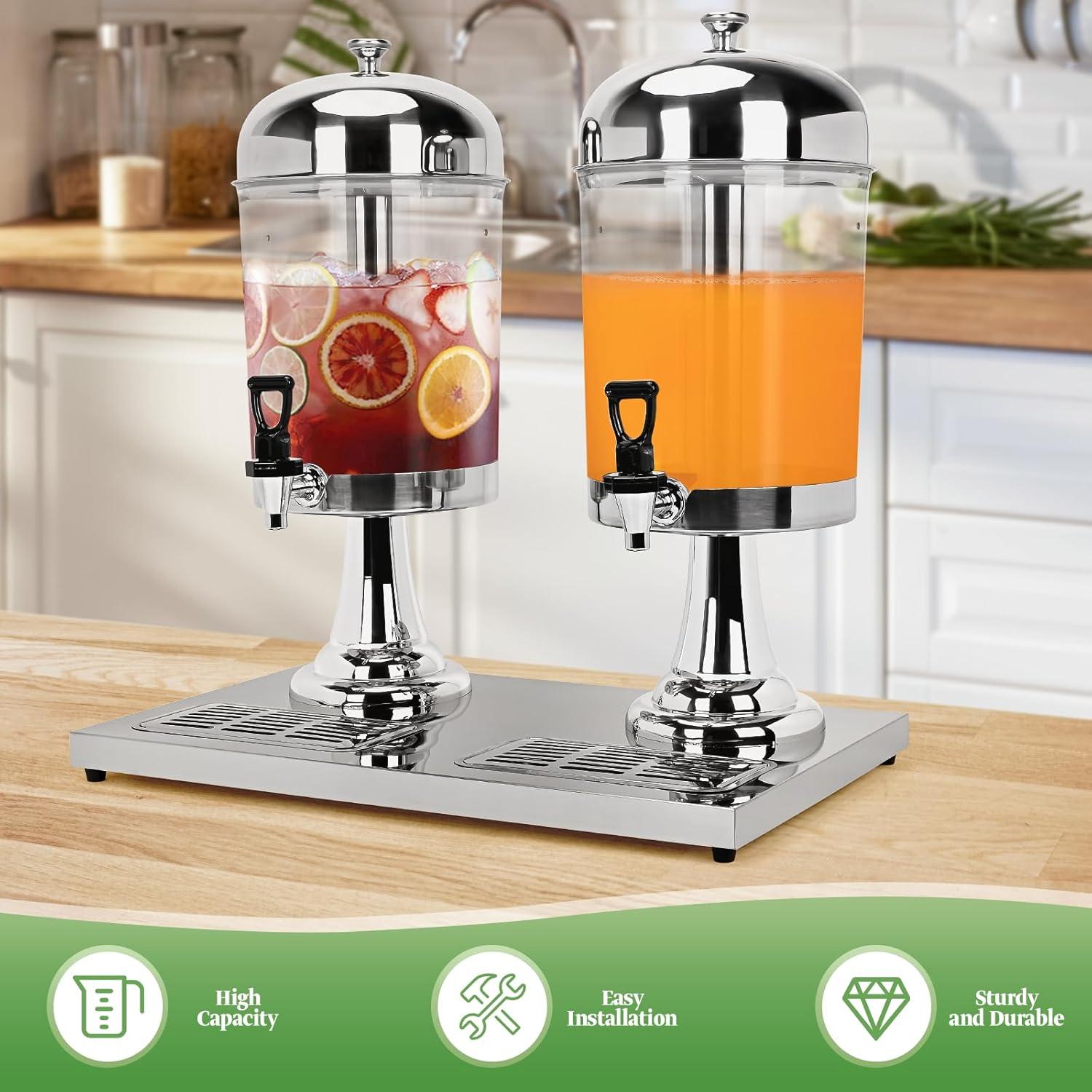 Dispensador de Bebidas Doble 16.6 L Acero Inoxidable Tonchean