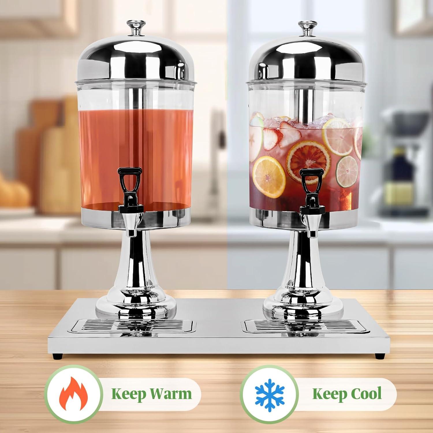 Dispensador de Bebidas Doble 16.6 L Acero Inoxidable Tonchean