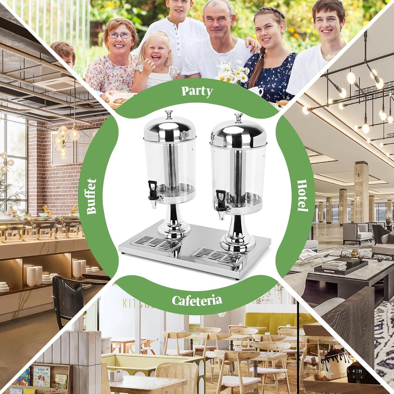 Dispensador de Bebidas Doble 16.6 L Acero Inoxidable Tonchean