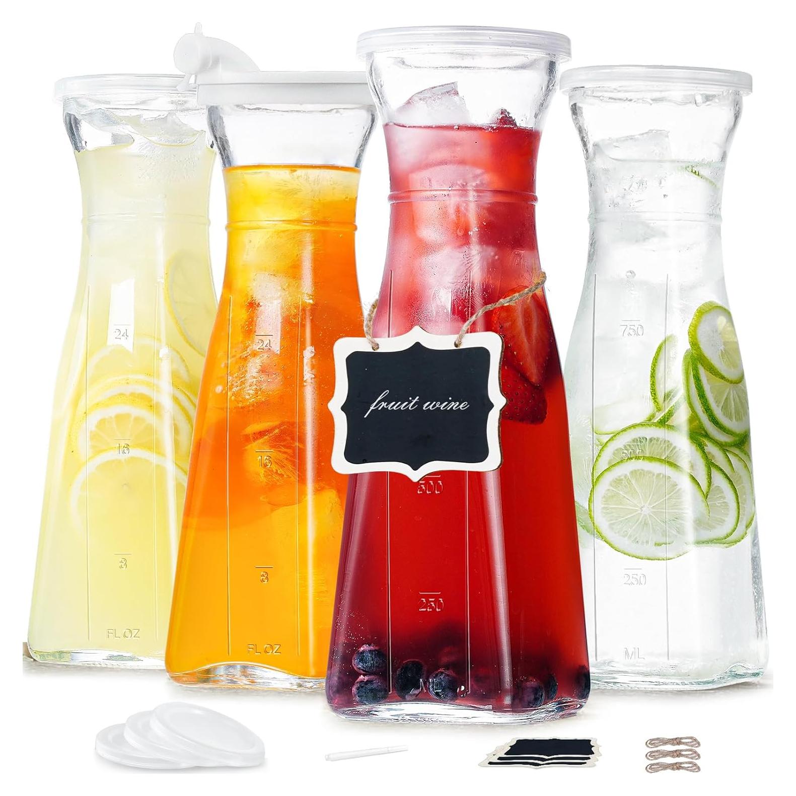 Jarra de Vidrio 1L Ritayedet Cuadrada con Tapa y Pico 4 Piezas