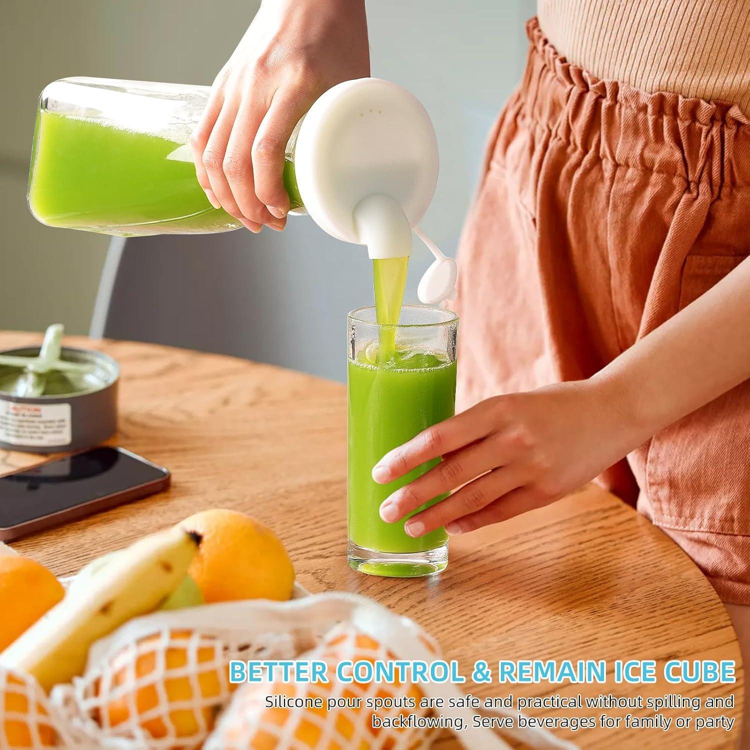 Jarra de Vidrio 1L Ritayedet Cuadrada con Tapa y Pico 4 Piezas