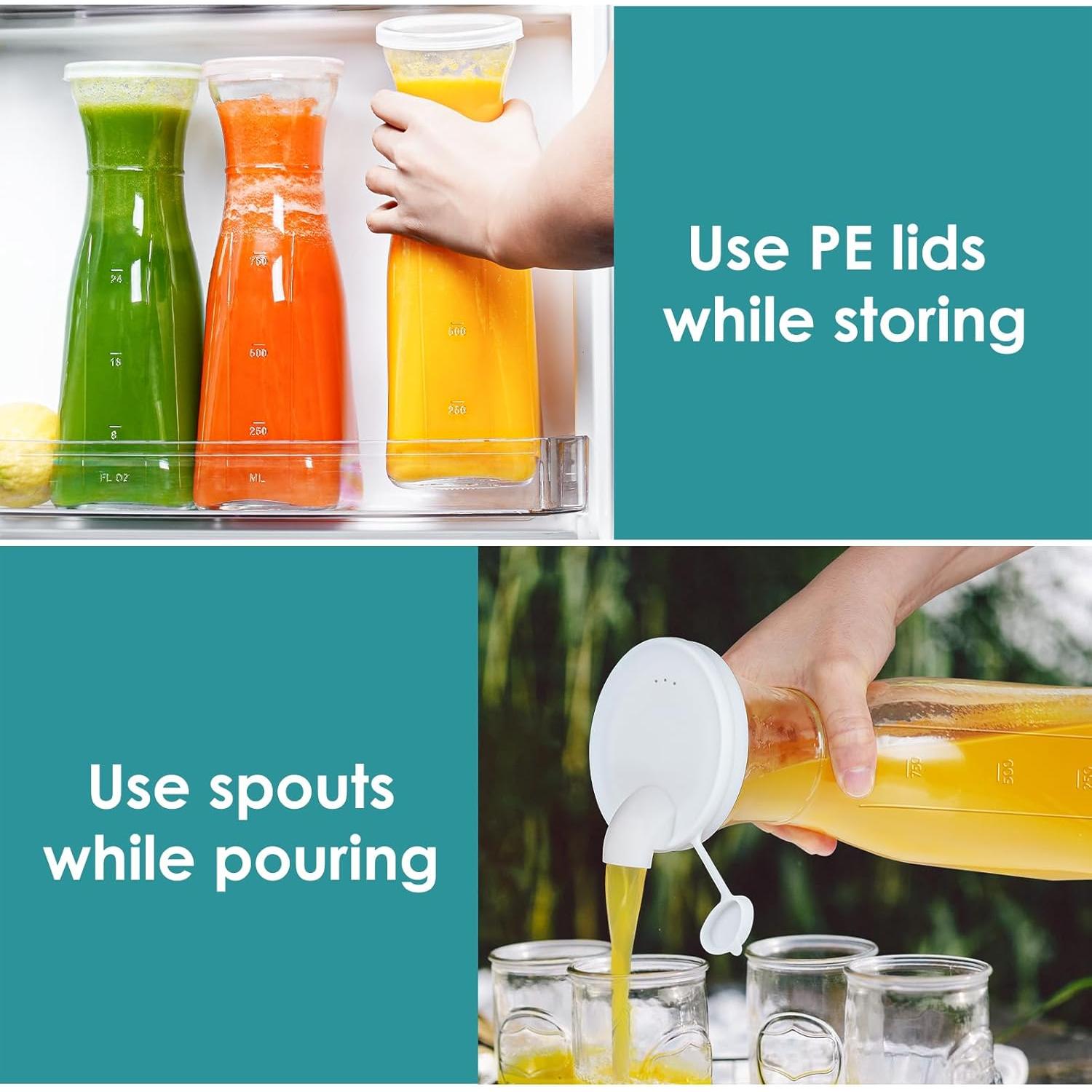 Jarra de Vidrio 1L Ritayedet Cuadrada con Tapa y Pico 4 Piezas