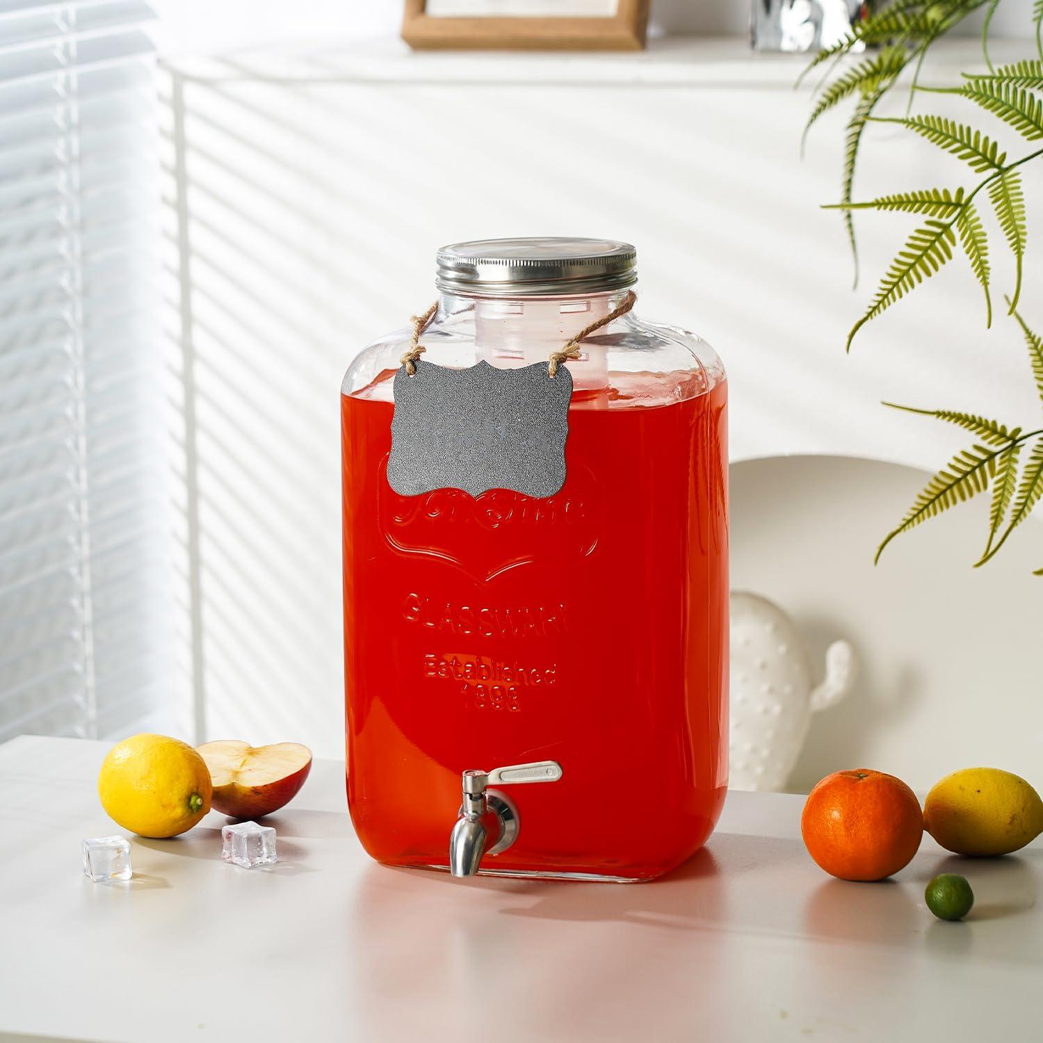 Dispensador de Bebidas de Vidrio Einfache 7.57L con Grifo Inoxidable