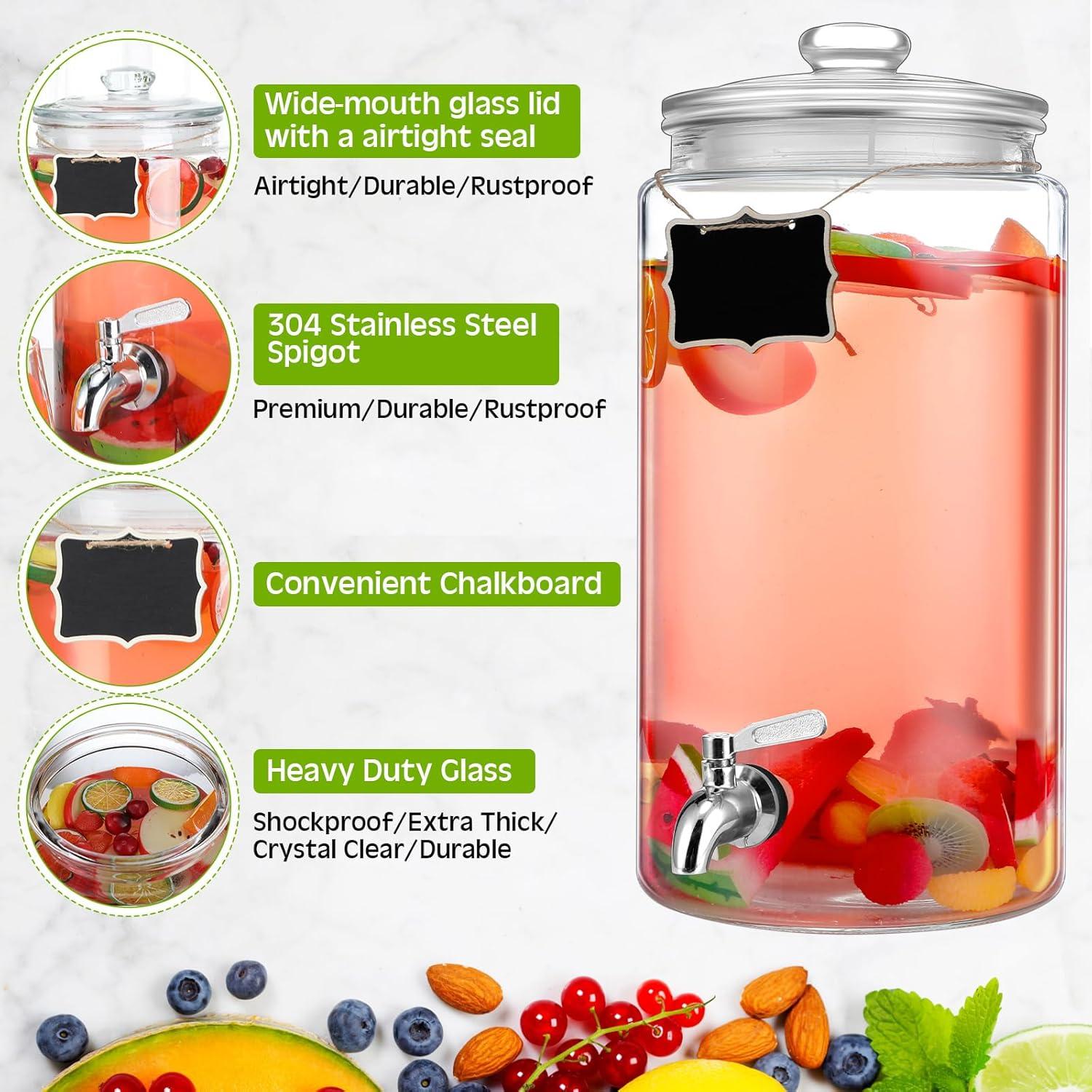 Dispensador de Bebidas de Vidrio Bokon 2 Galones con Grifo