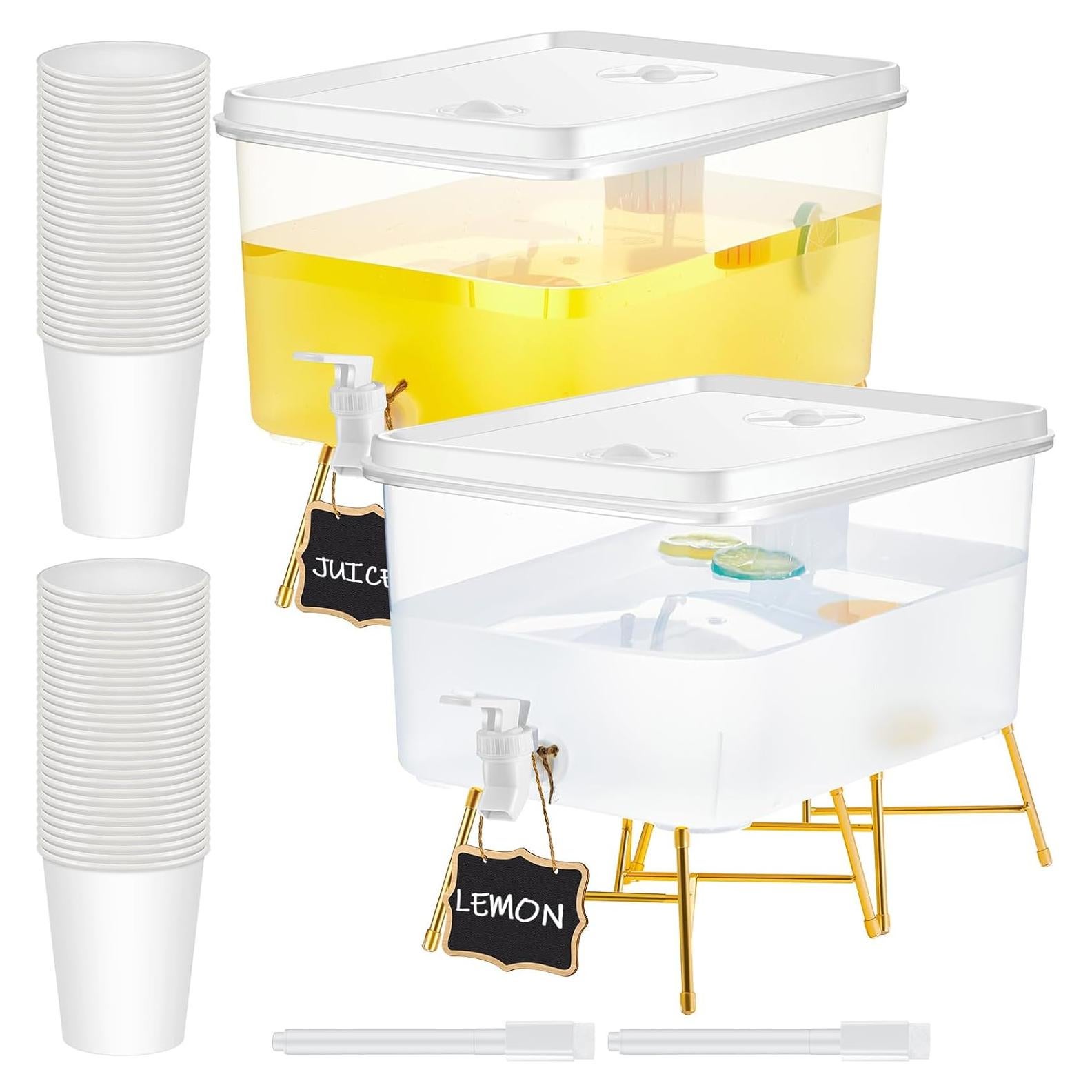 Paquete 2 Dispensadores de Bebidas 13L Sunnychicc con 60 Vasos