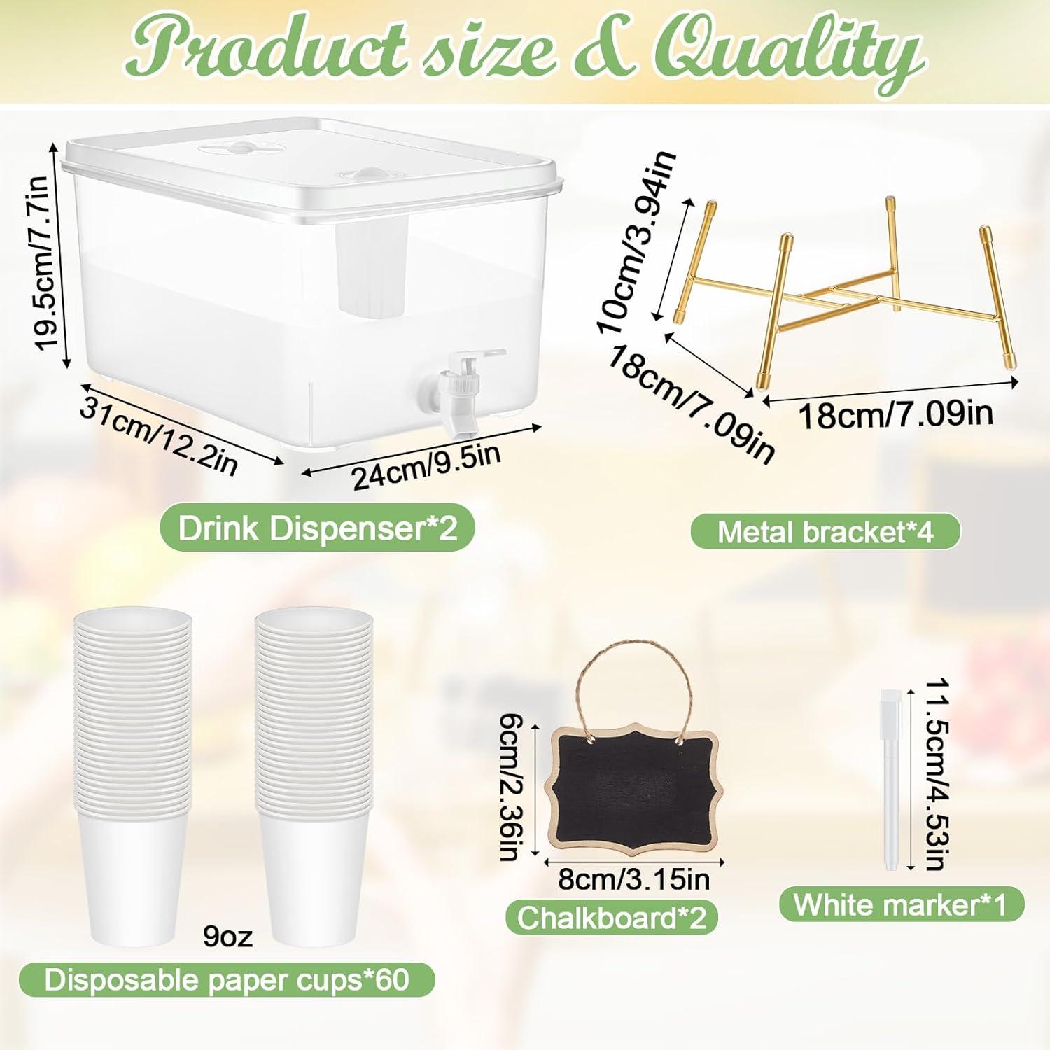 Paquete 2 Dispensadores de Bebidas 13L Sunnychicc con 60 Vasos