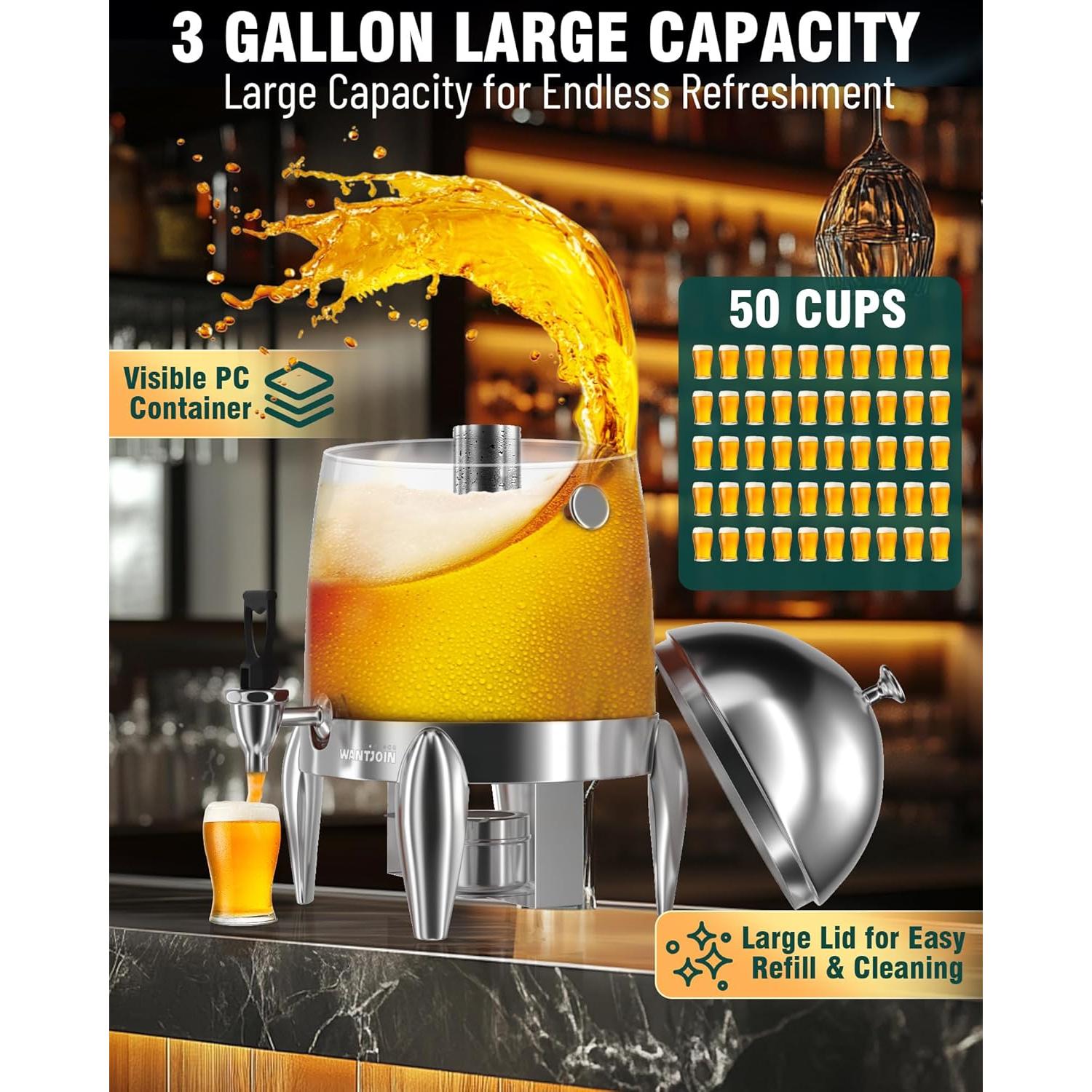 Dispensador de Bebidas WantJoin 3.2 Galones Acero Inoxidable