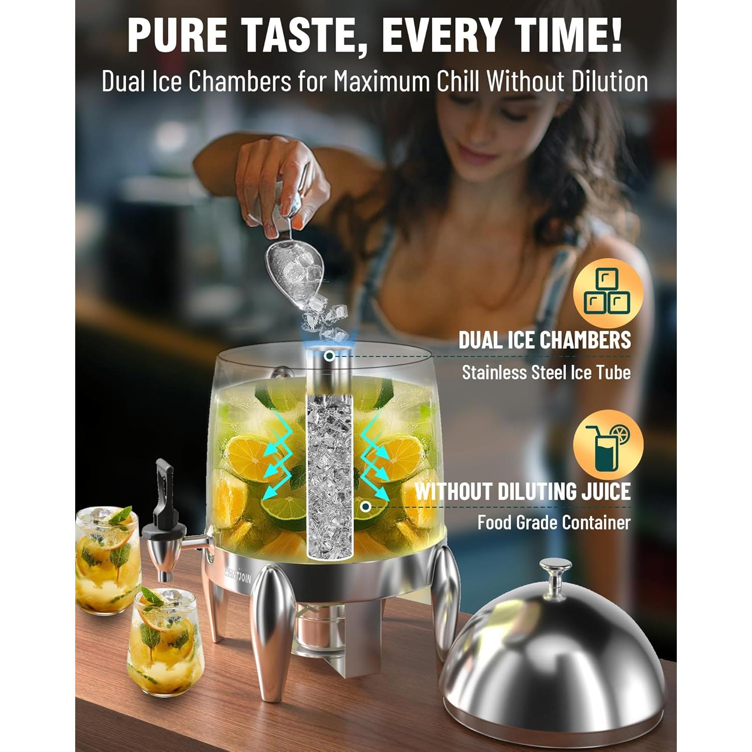 Dispensador de Bebidas WantJoin 3.2 Galones Acero Inoxidable