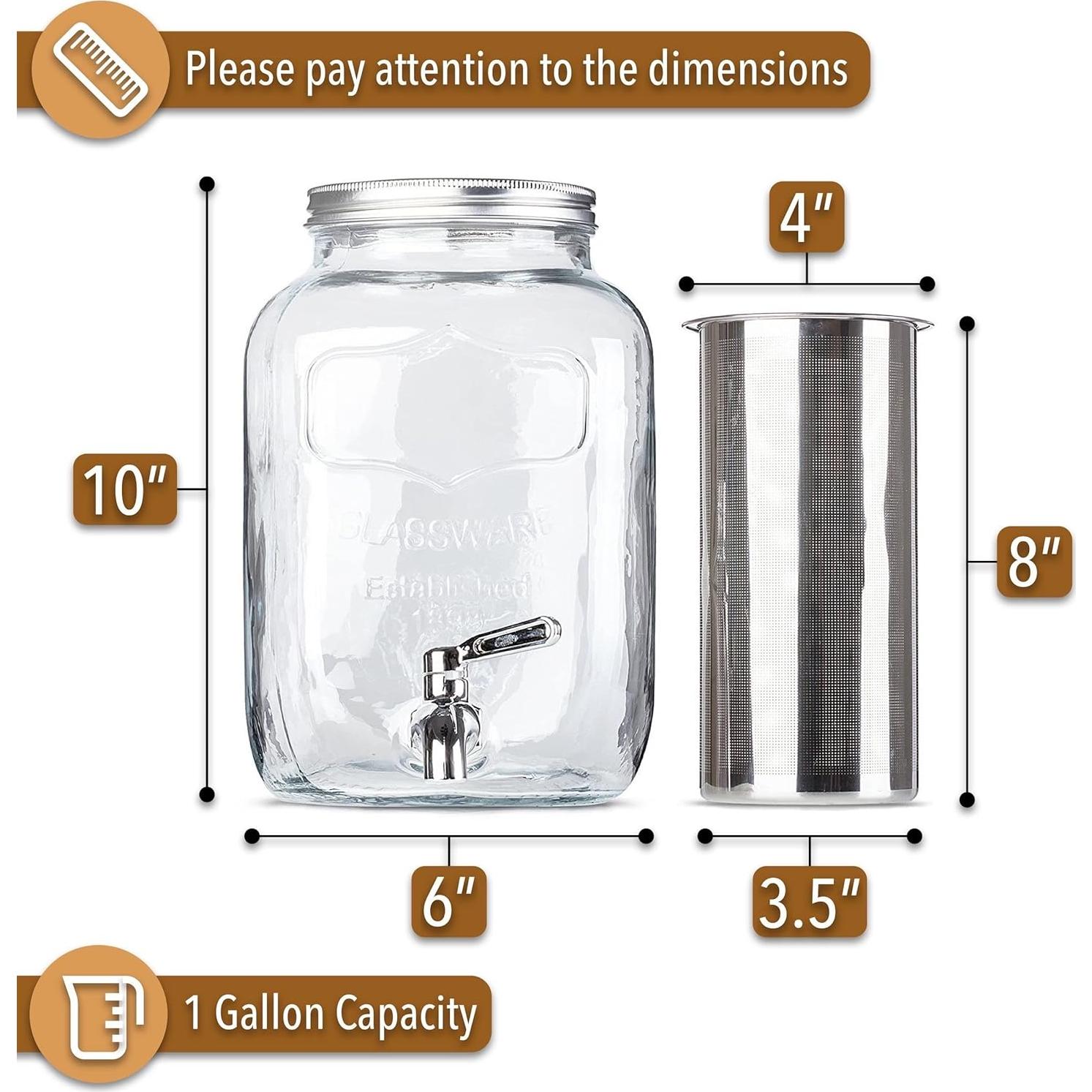 Cafetera Cold Brew BTaT 1 Galón Vidrio Acero Inoxidable