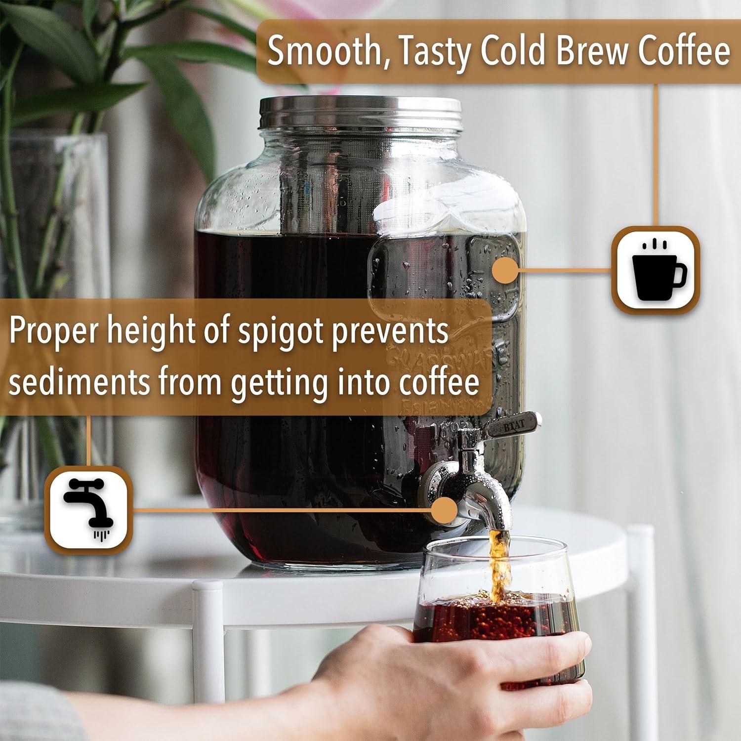 Cafetera Cold Brew BTaT 1 Galón Vidrio Acero Inoxidable