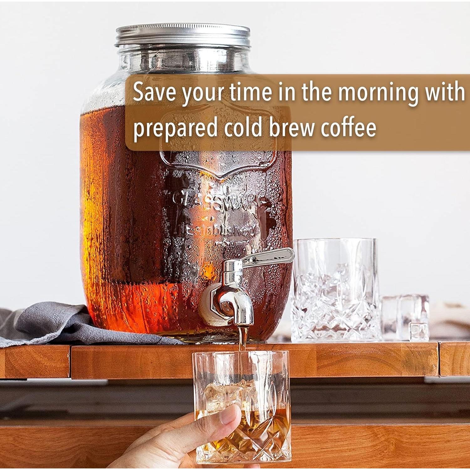 Cafetera Cold Brew BTaT 1 Galón Vidrio Acero Inoxidable