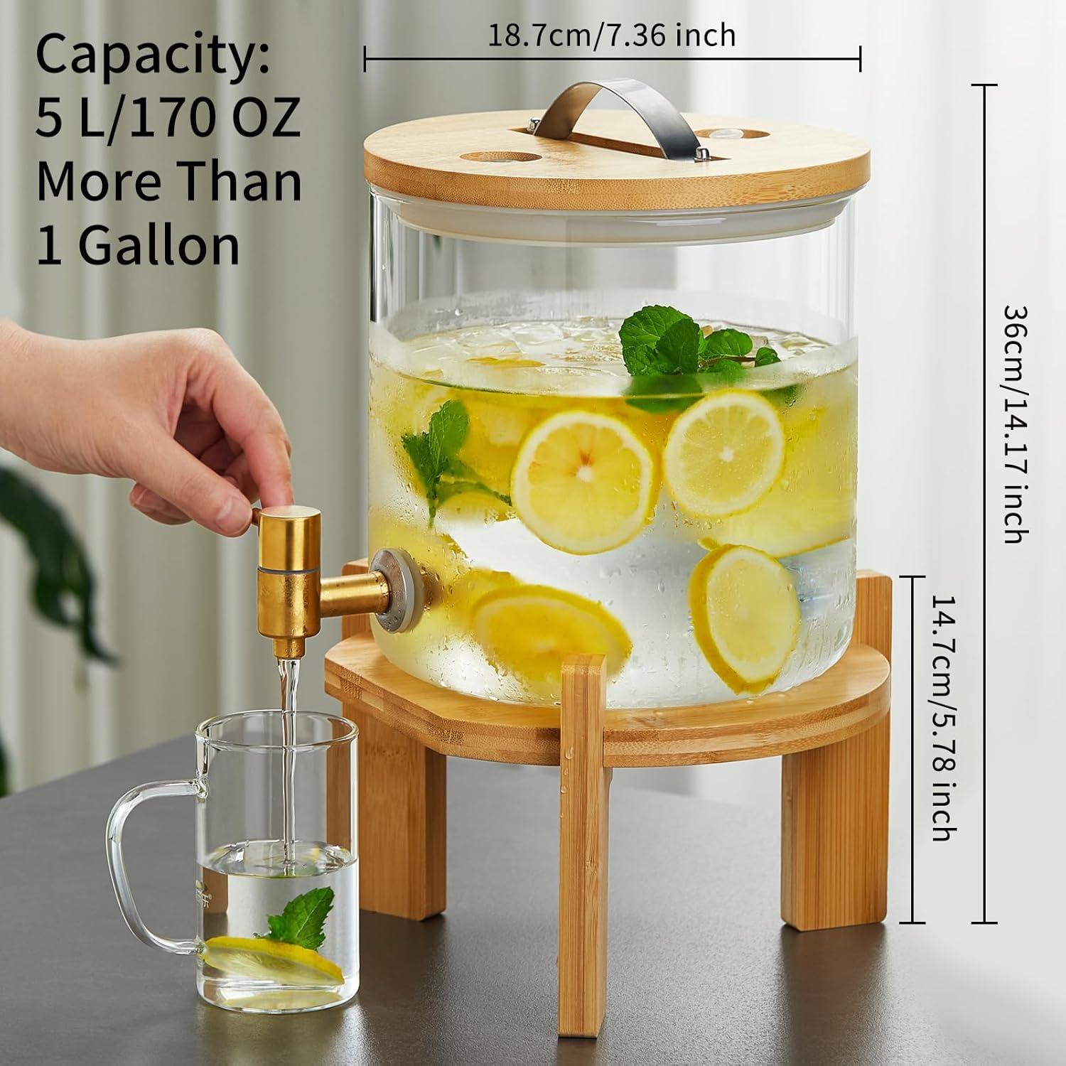 Dispensador de Bebidas de Vidrio DOPUDO 5L con Grifo Inoxidable